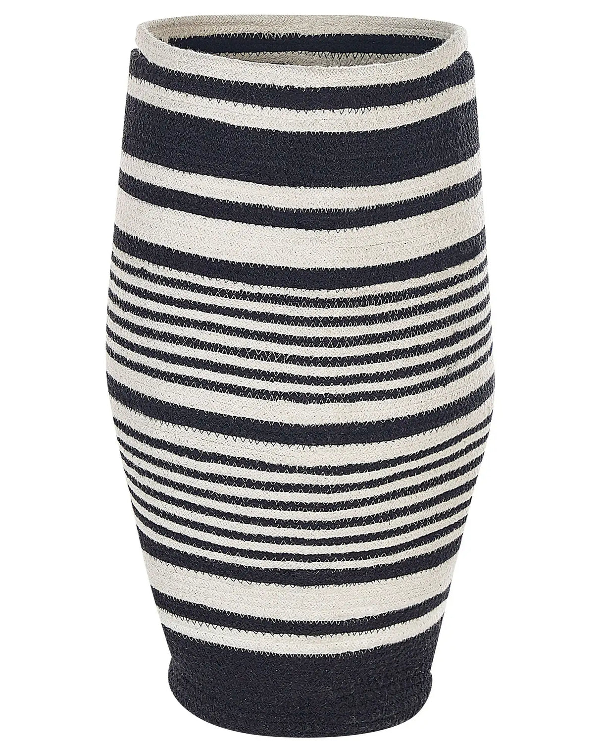 Storage Basket Cotton White and Black Braided Laundry Hamper Fabric Bin Beliani