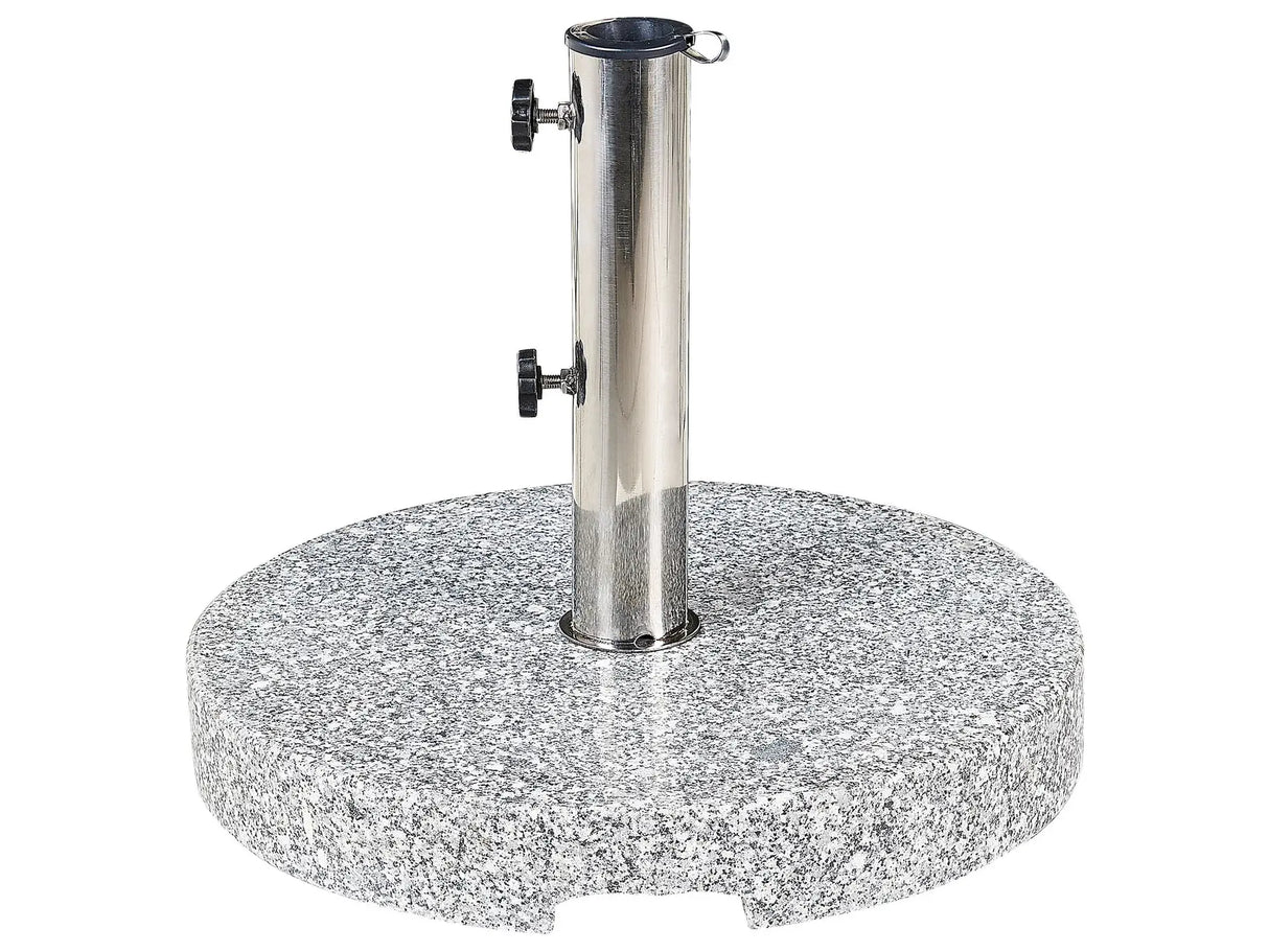 Parasol Base Grey Granite Stainless Steel 45 x 45 cm 25 kg Round Outdoor Umbrella Stand Beliani