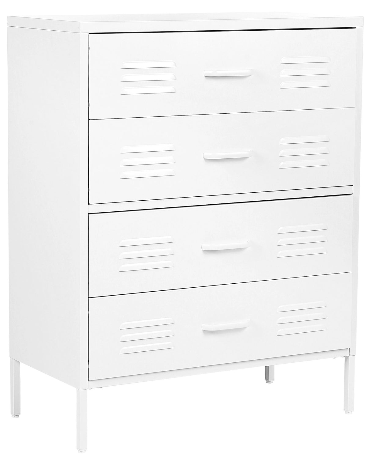 4 Drawer Chest White Metal Steel Storage Cabinet Industrial Style for Home Office Living Room Beliani
