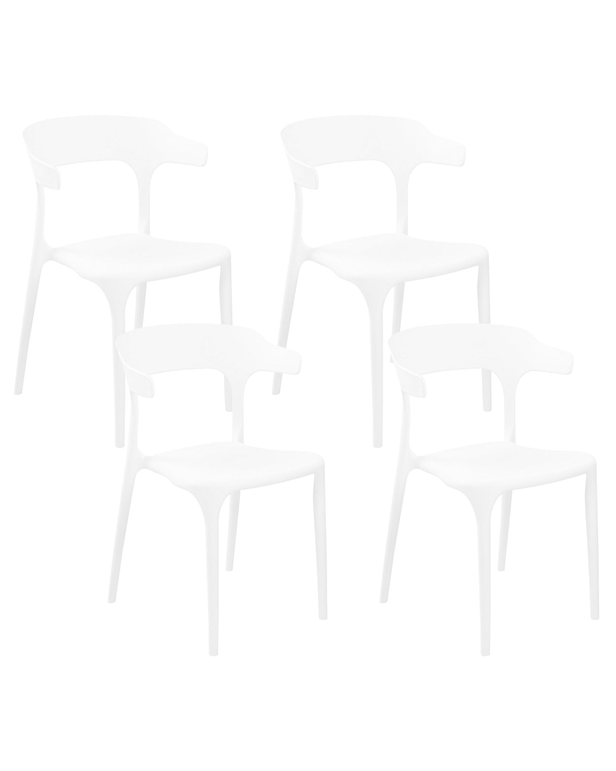Set of 4 Garden Chairs White Polypropylene Lightweight Weather Resistant Plastic Indoor Outdoor Modern Beliani