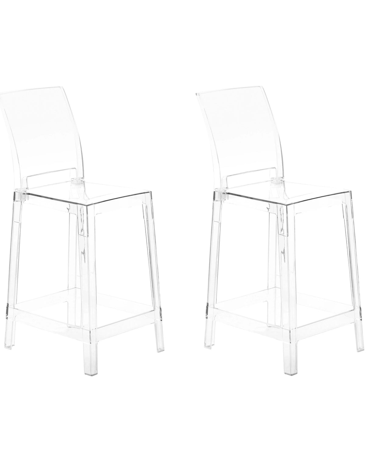 Set of 2 Bar Stools Transparent Plastic 99 cm Seat Counter Chair Beliani