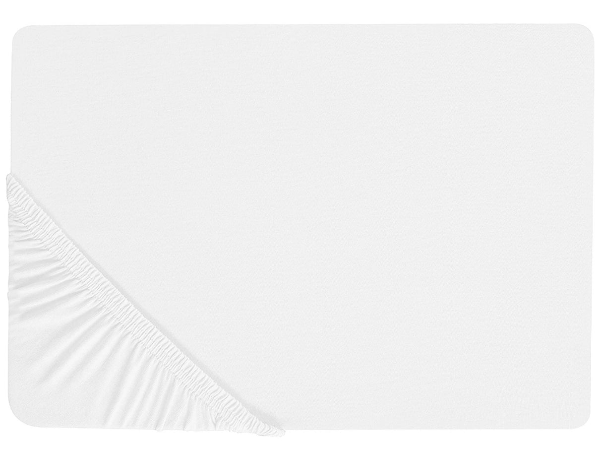 Fitted Sheet White Cotton 90 x 200 cm Elastic Edging Solid Pattern Classic Style for Bedroom Beliani