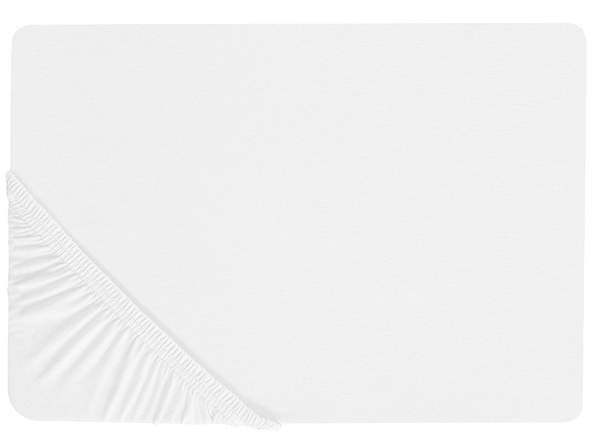 Fitted Sheet White Cotton 140 x 200 cm Elastic Edging Solid Pattern Classic Style for Bedroom Beliani