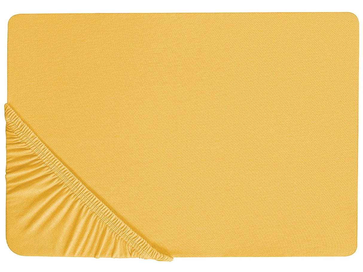 Fitted Sheet Mustard Cotton 140 x 200 cm Elastic Edging Solid Pattern Classic Style for Bedroom Beliani