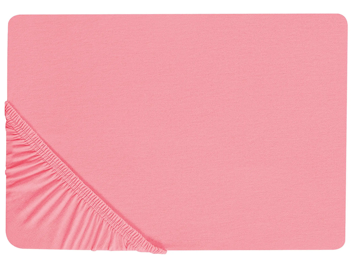 Fitted Sheet Coral Cotton 90 x 200 cm Elastic Edging Solid Pattern Classic Style for Bedroom Beliani