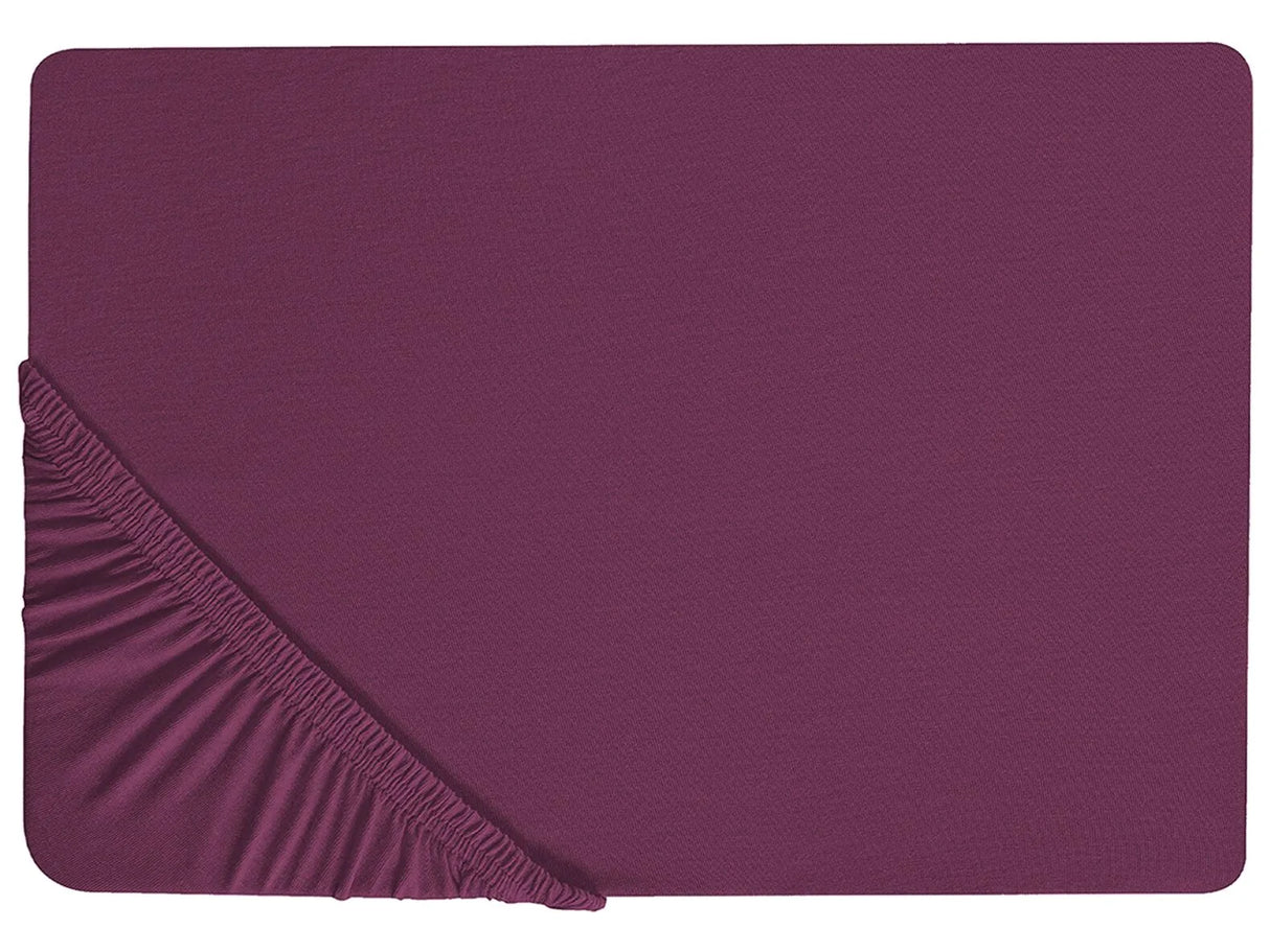 Fitted Sheet Burgundy Cotton 180 x 200 cm Elastic Edging Solid Pattern Classic Style for Bedroom Beliani