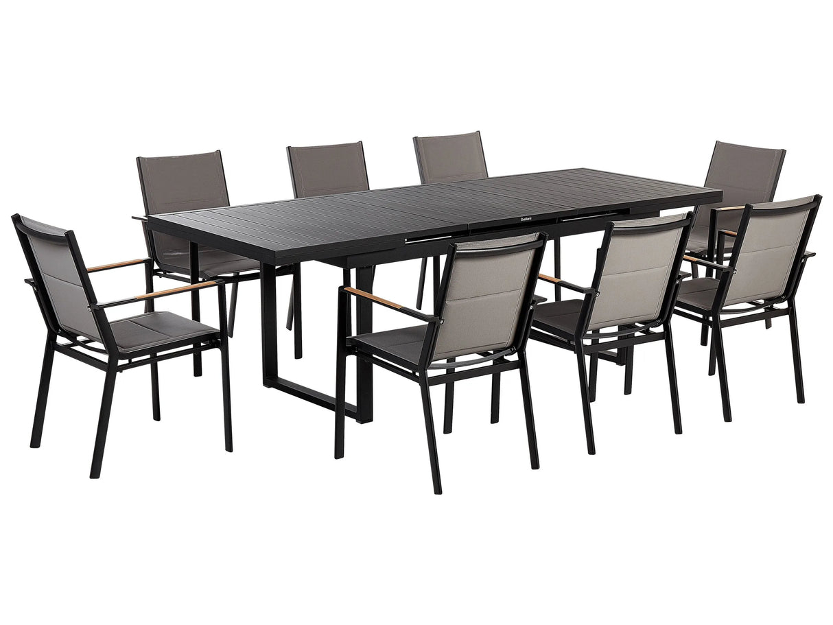 Garden Dining Set Black Extending Table Chairs Outdoor 8 Seater Aluminium Beliani