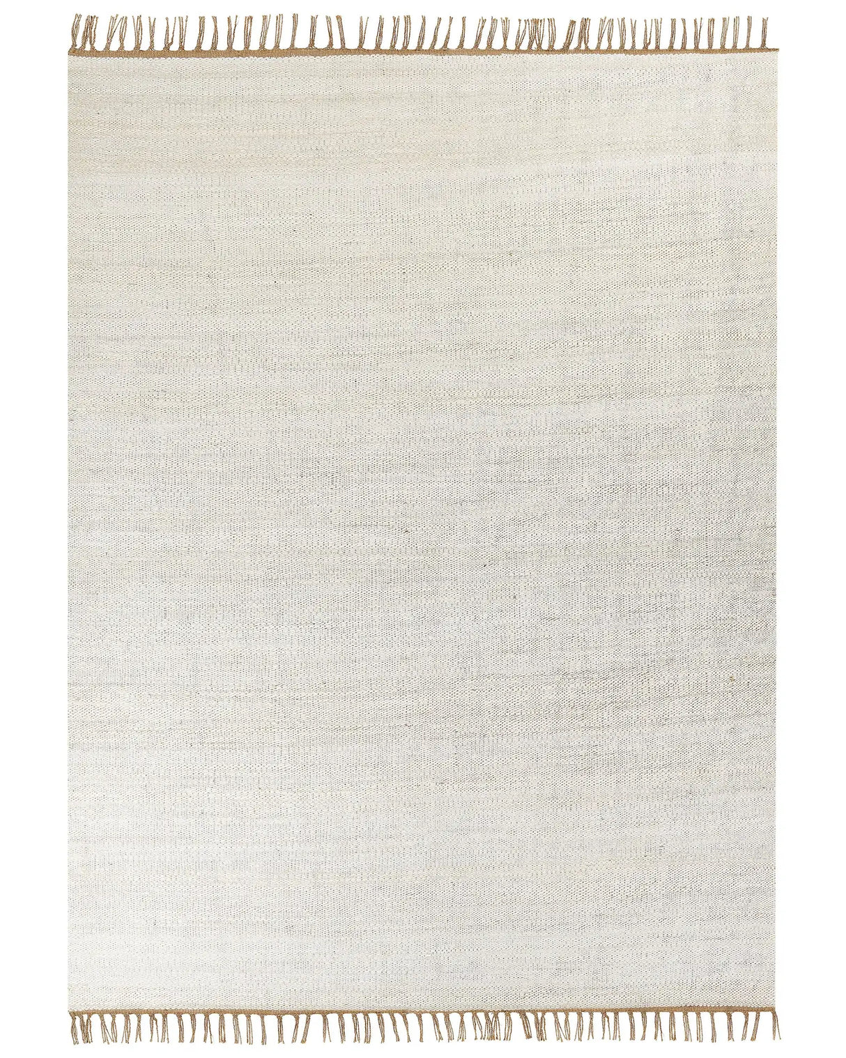 Area Rug Light Beige Jute 160 x 230 cm Tassels Handwoven Boho Hallway Bedroom Beliani