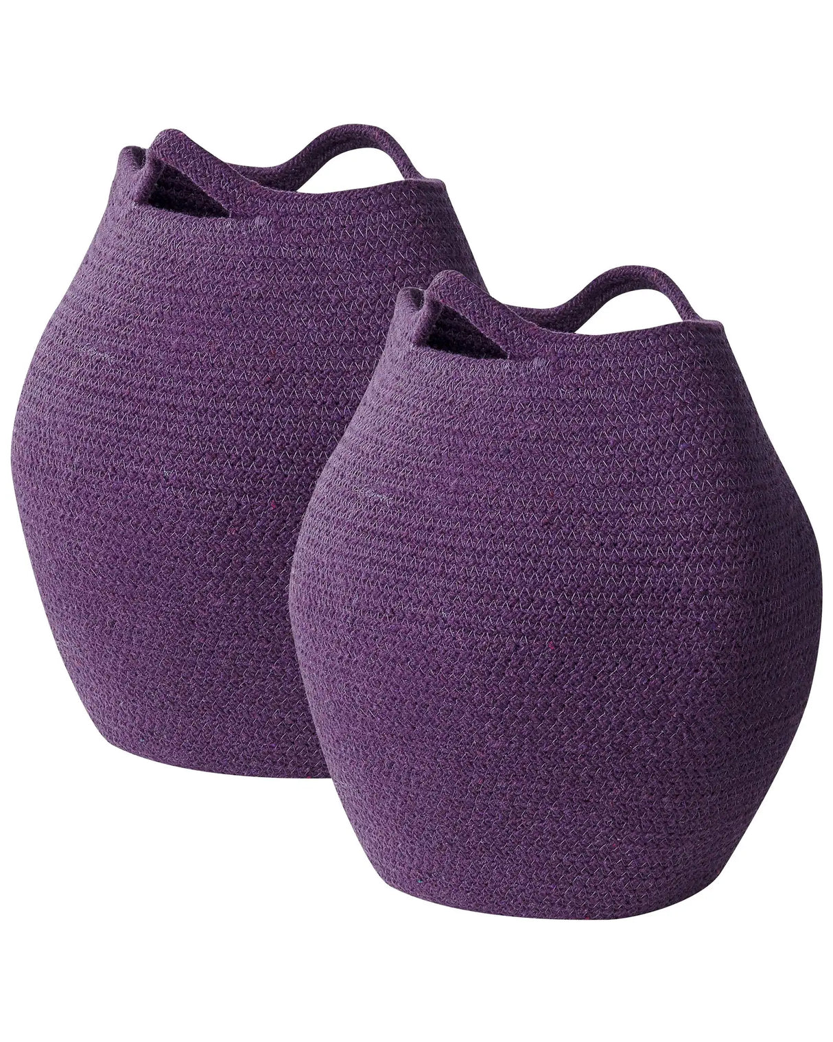 Set of 2 Storage Baskets Purple Cotton 20 x 30 cm Laundry Bins Handwoven Containers Beliani