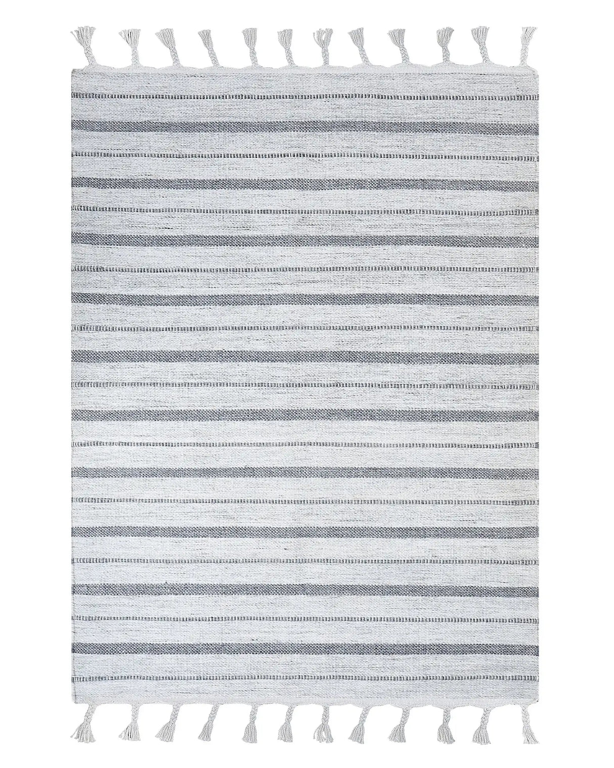Area Rug Off White Fabric 140 x 200 cm Living Room Bedroom Stripe Pattern Modern Beliani