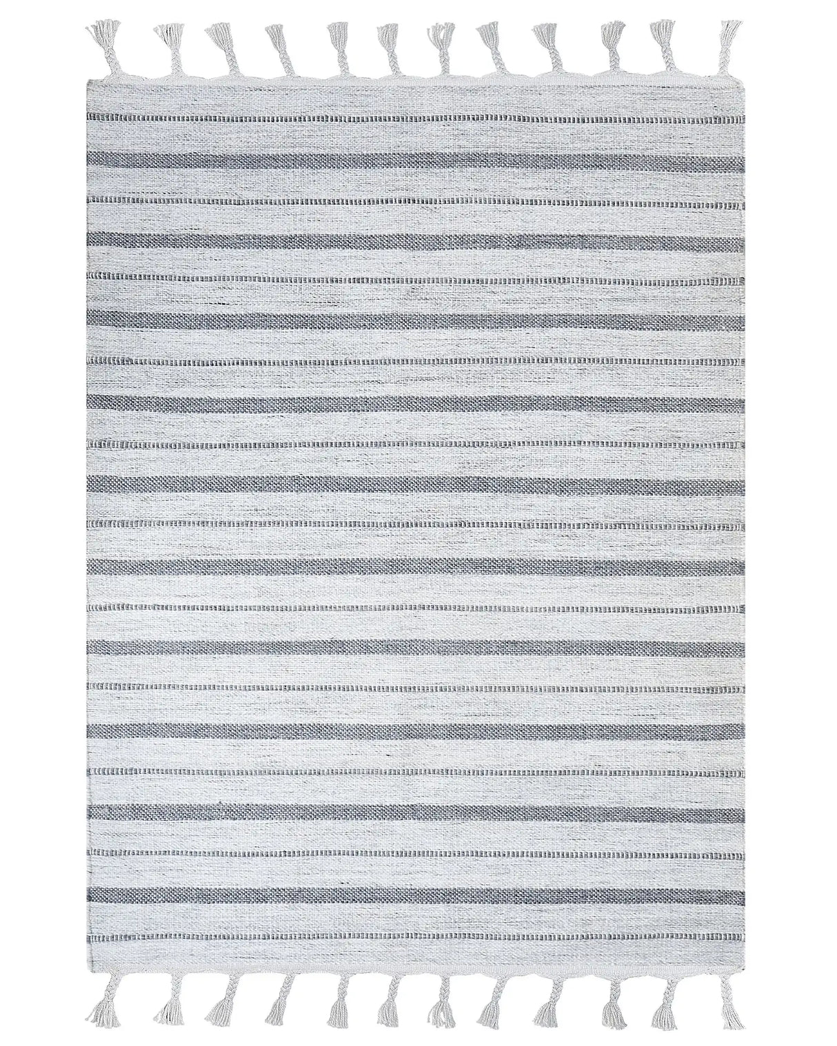 Area Rug Off - White Fabric 160 x 230 cm Living Room Bedroom Stripe Pattern Modern Beliani