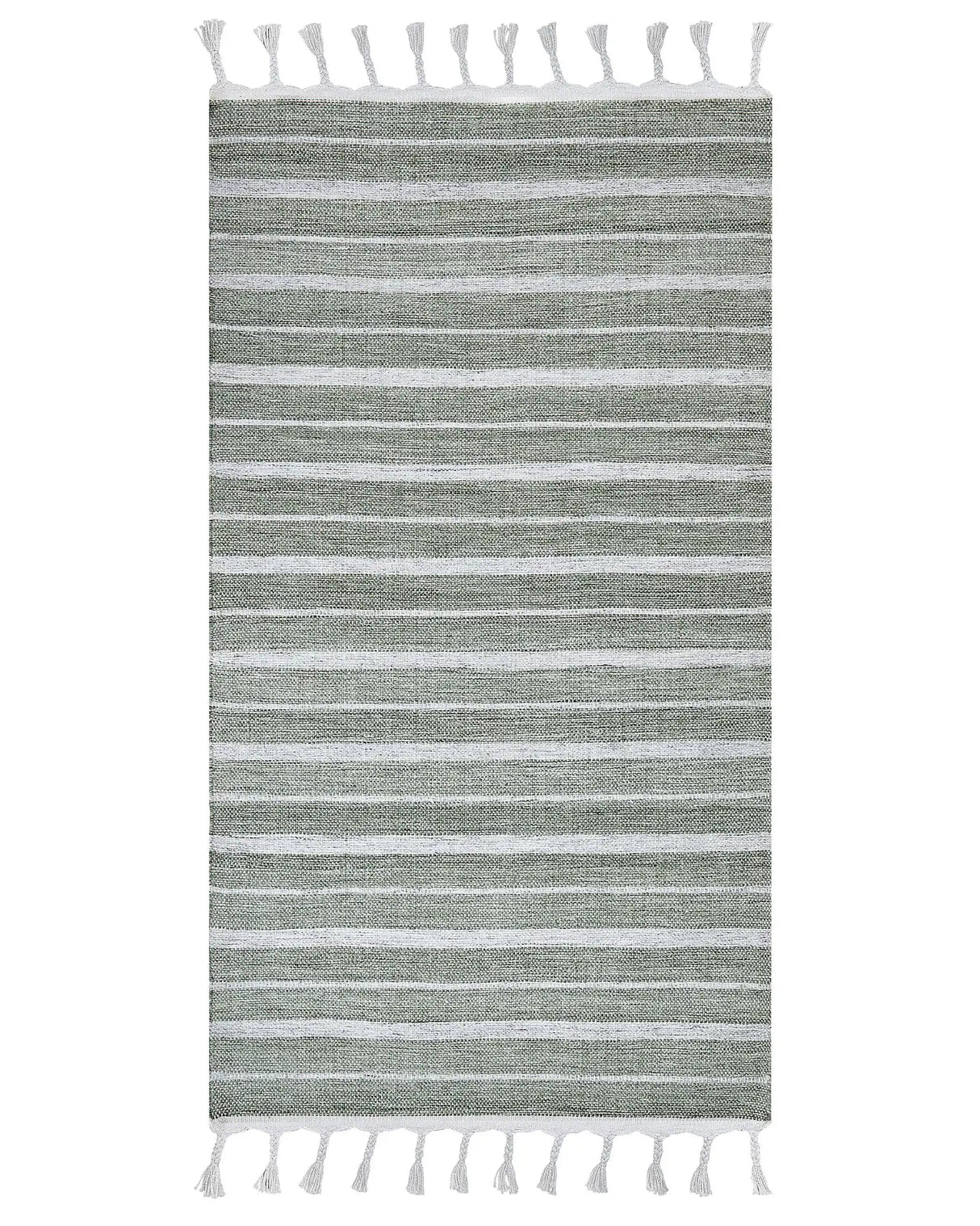 Area Rug Green Fabric 80 x 150 cm Living Room Bedroom Stripe Pattern Modern Beliani