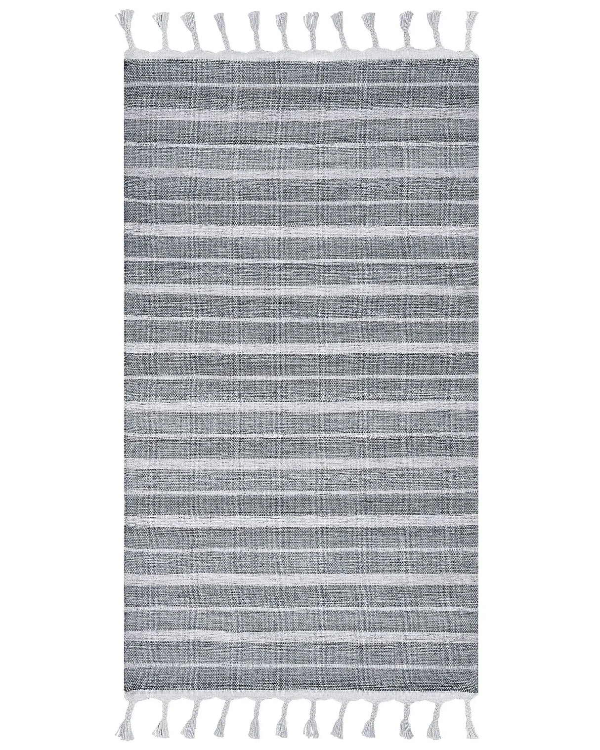 Area Rug Light Grey Fabric 80 x 150 cm Living Room Bedroom Stripe Pattern Modern Beliani
