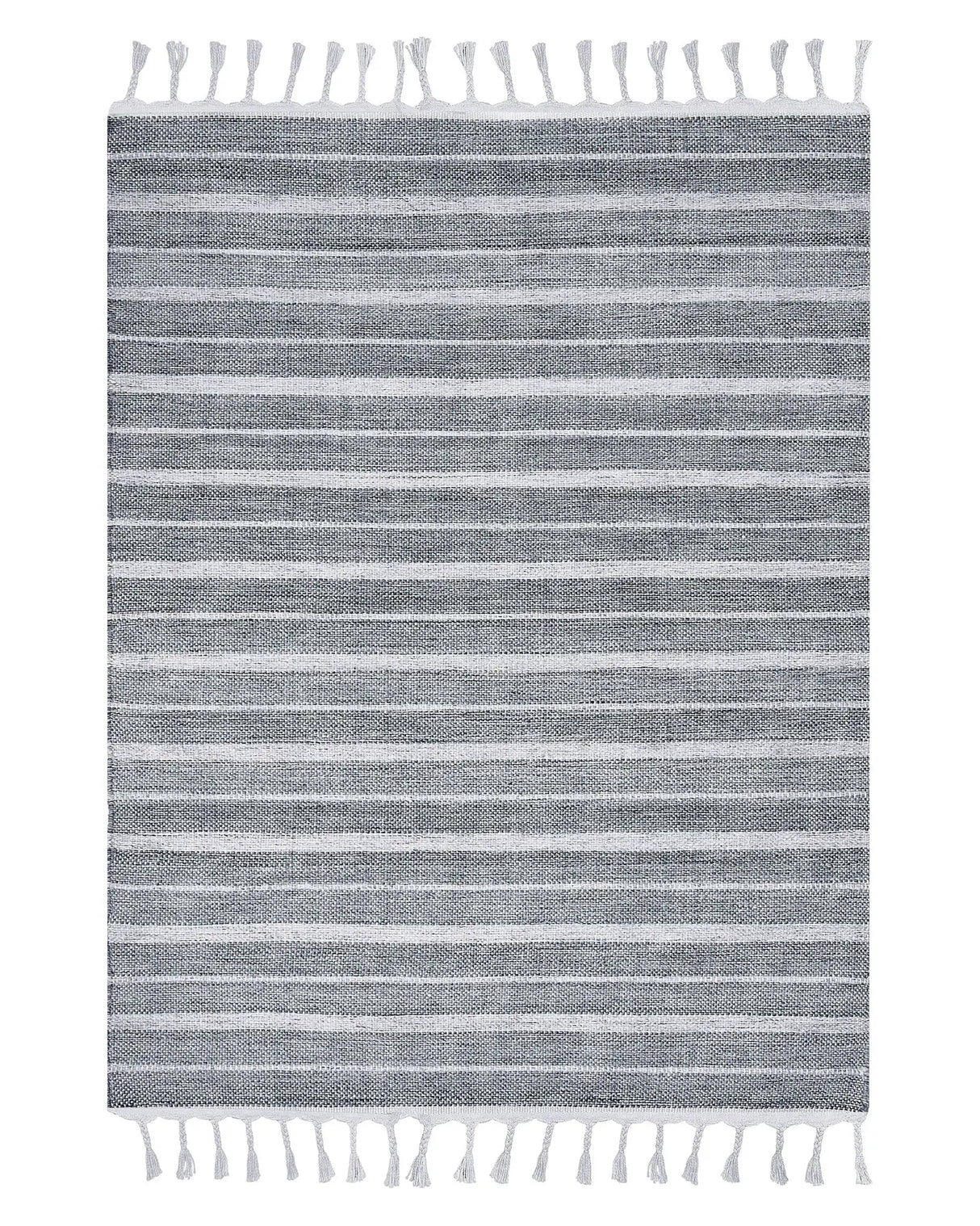 Area Rug Light Grey Fabric 140 x 200 cm Living Room Bedroom Stripe Pattern Modern Beliani