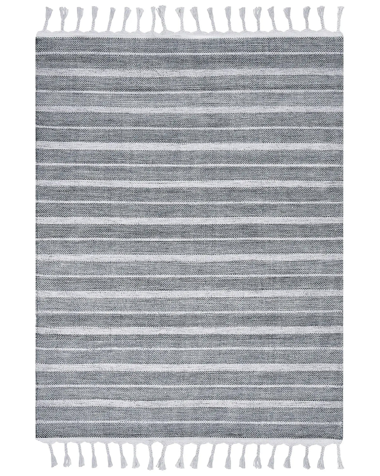 Area Rug Light Grey Fabric 160 x 230 cm Living Room Bedroom Stripe Pattern Modern Beliani