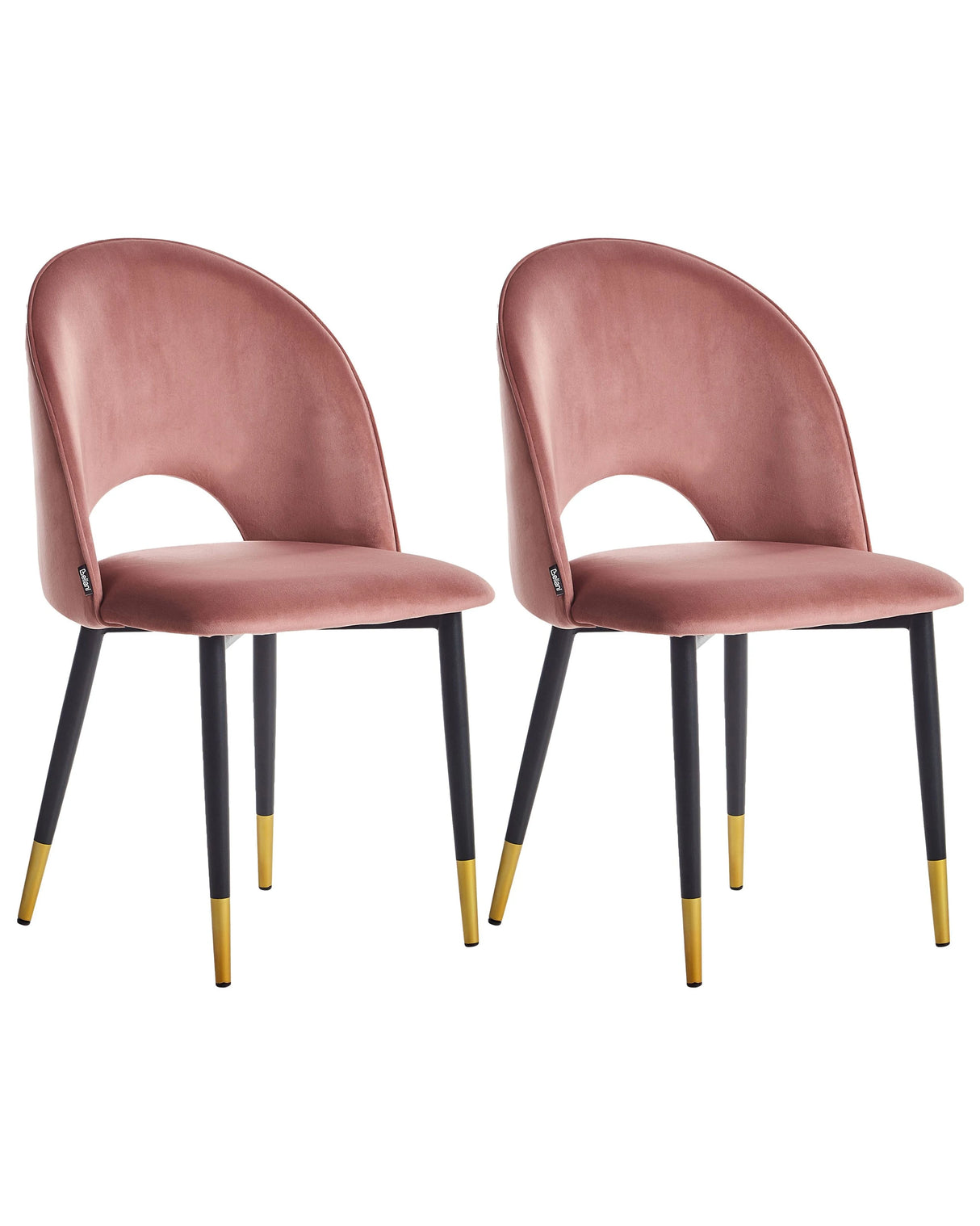 Set of 2 Dining Chairs Pink Velvet Upholstery Black Legs Retro Glamour Beliani