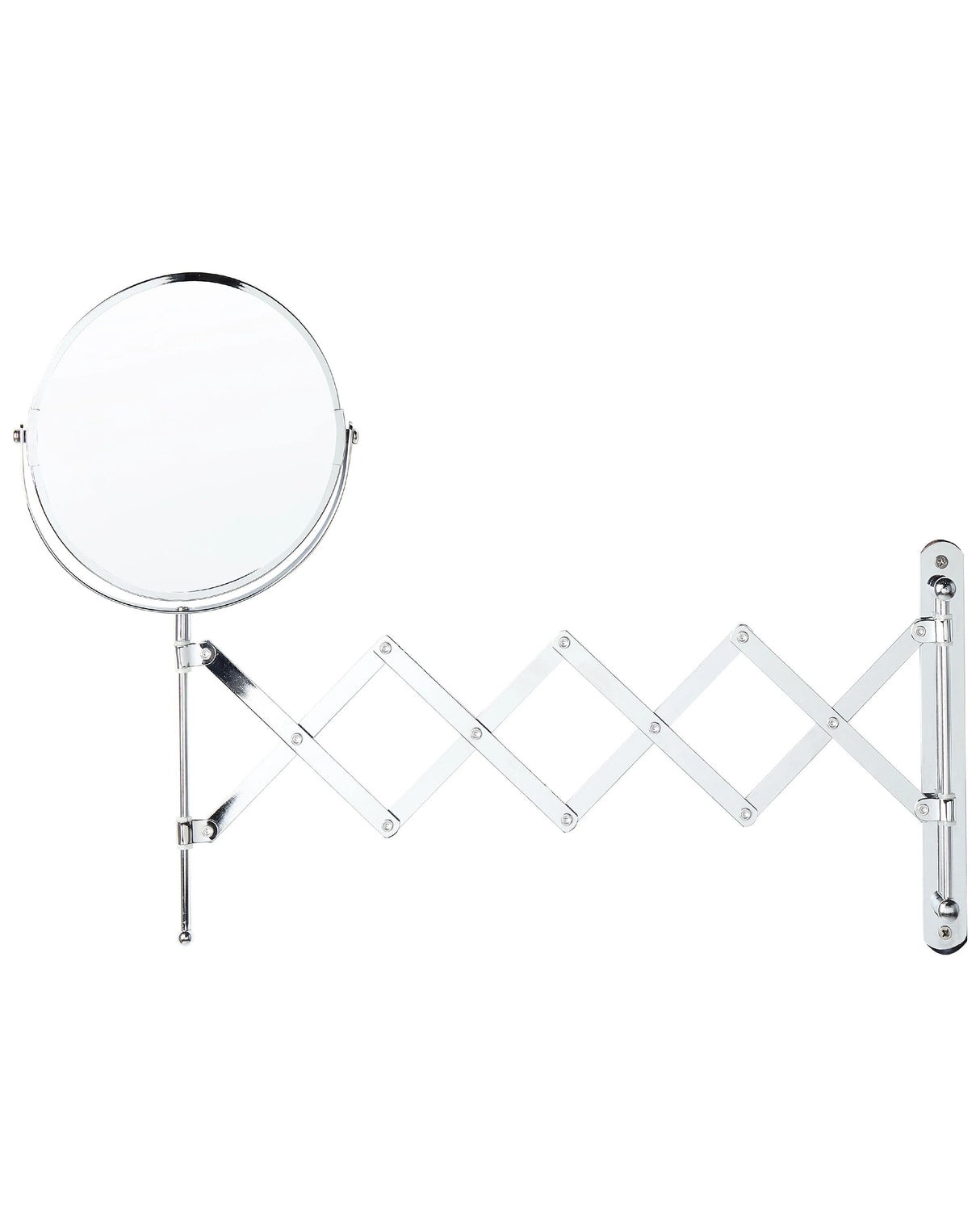 Makeup Mirror Silver Iron 19 cm Wall Mounted Extension Arm Double Sided Magnifying Bathroom Accessories Beliani