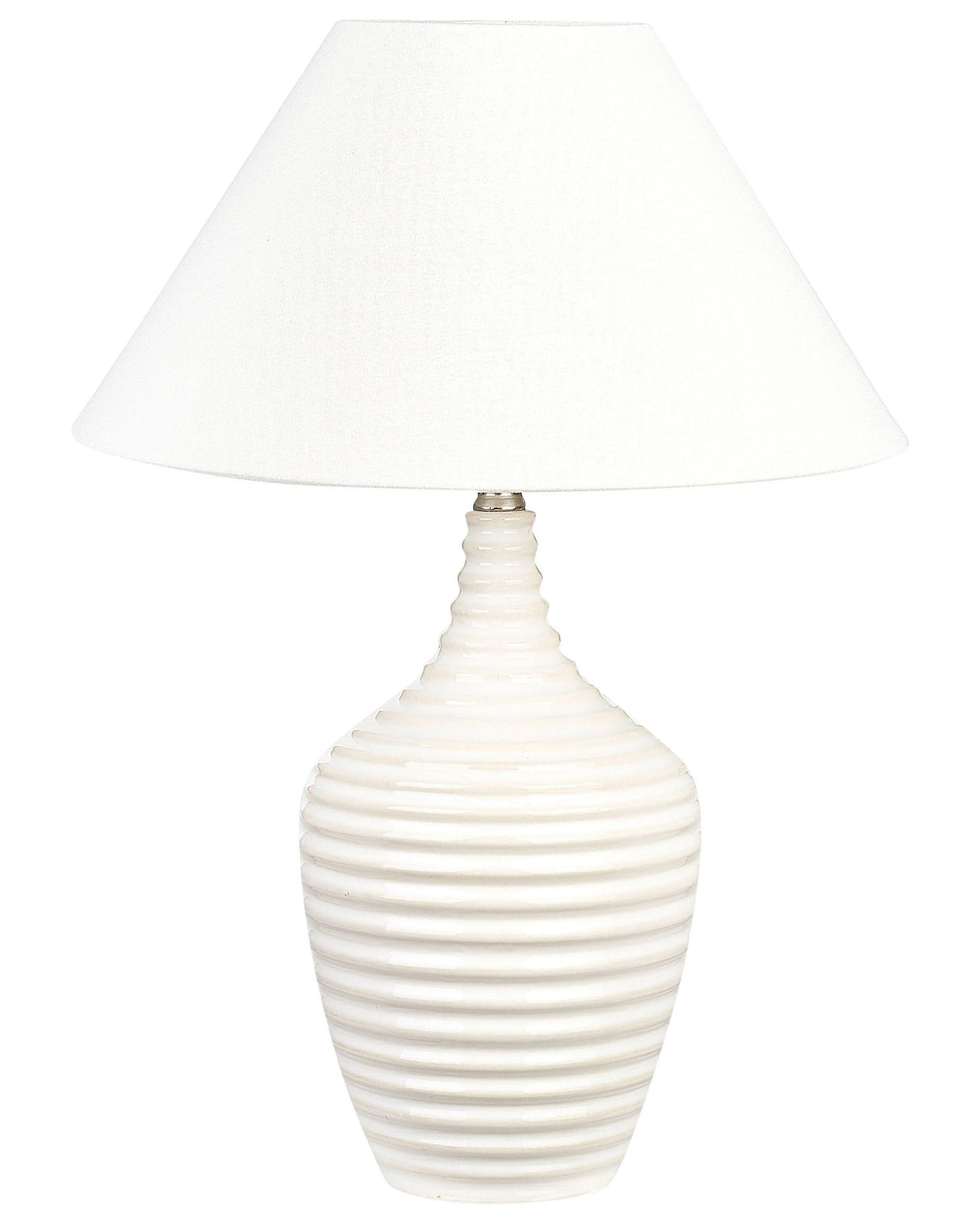 Table Lamp Beige Ceramic Base Fabric Shade Ambient Lighting Bedside Table Lamp Beliani