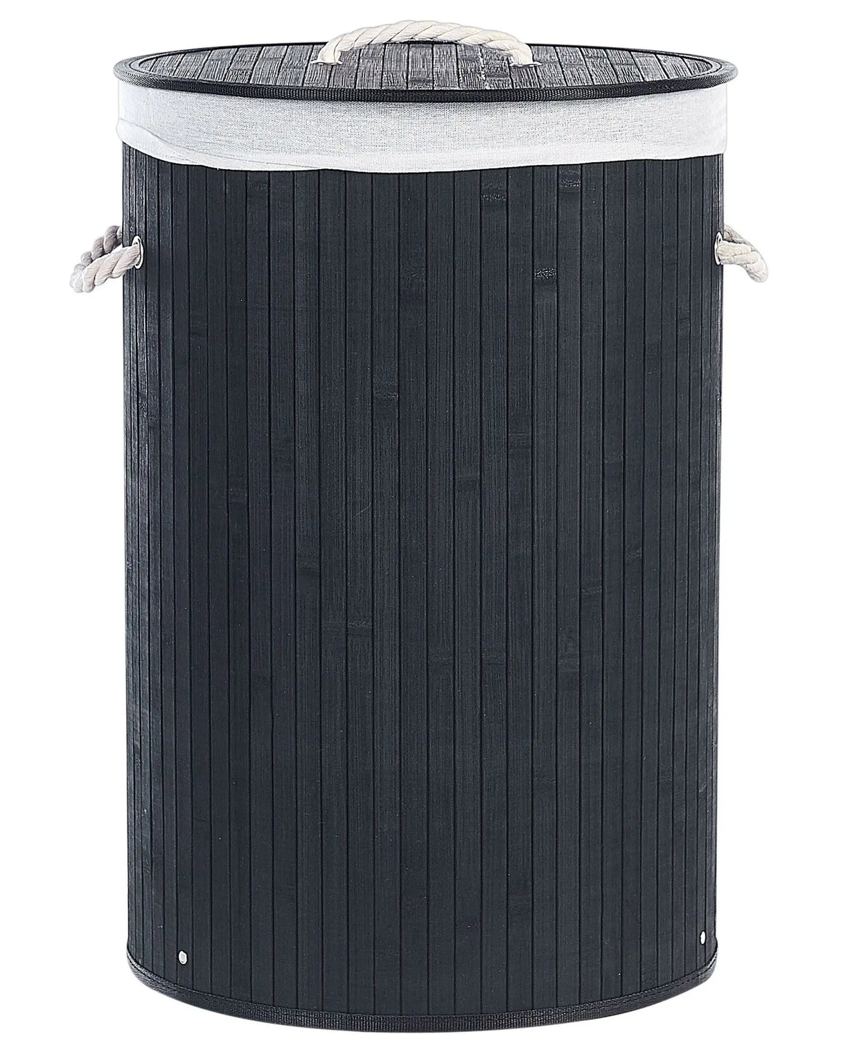 Laundry Basket Bit Black Bamboo Polyester Insert with Removable Lid Handles Modern Design Multifunctional Beliani