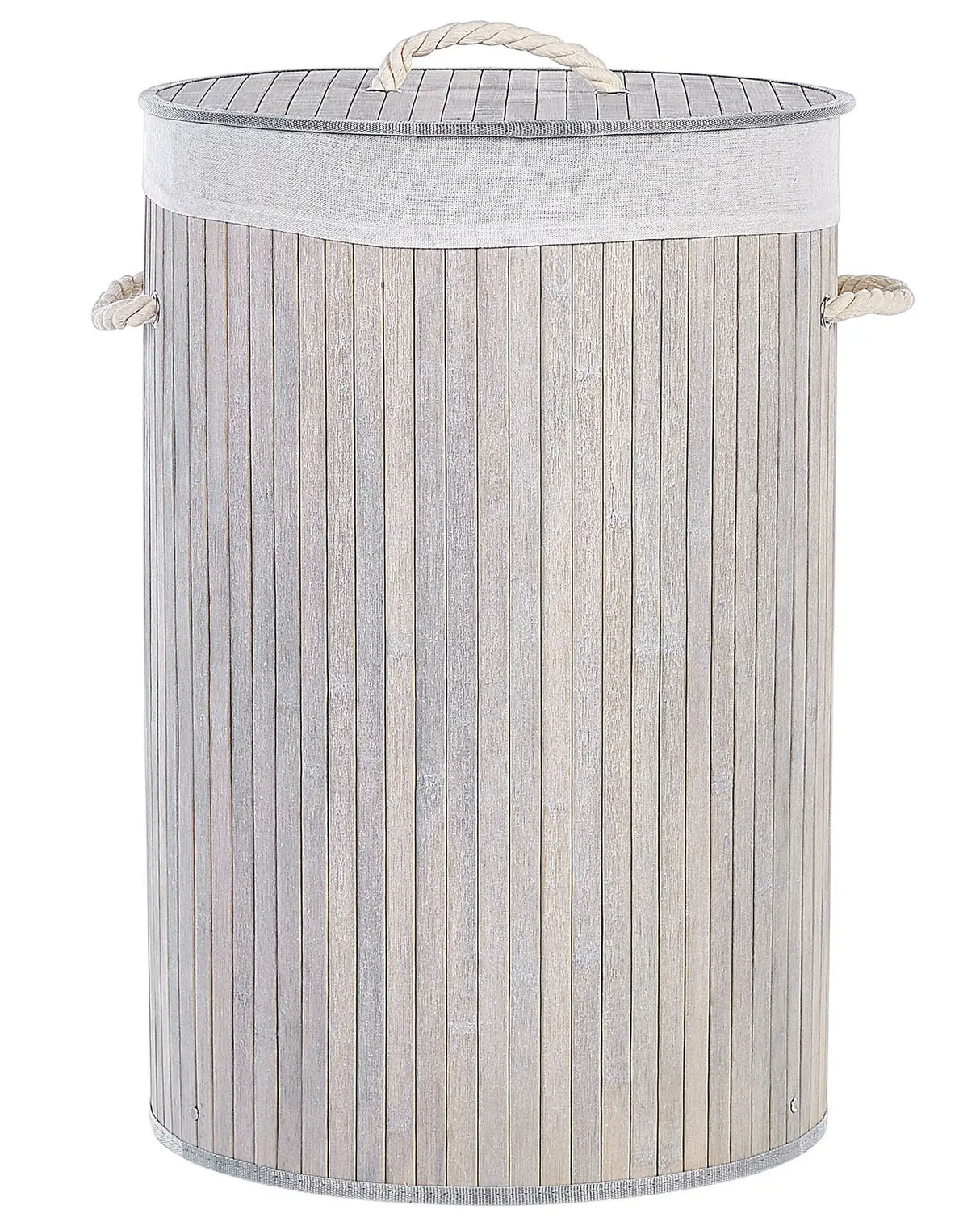 Laundry Basket Bit Grey Bamboo Polyester Insert with Removable Lid Handles Modern Design Multifunctional Beliani