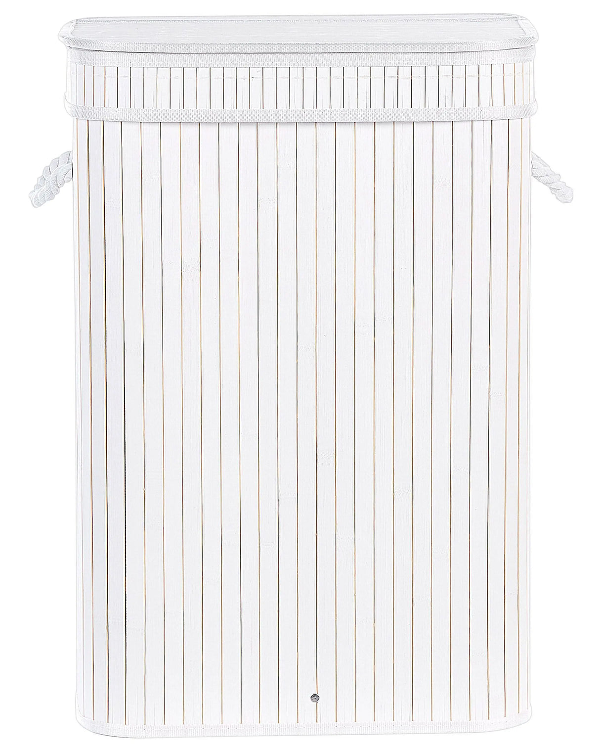 Laundry Basket Bit White Bamboo Polyester Insert with Removable Lid Handles Modern Design Multifunctional Beliani