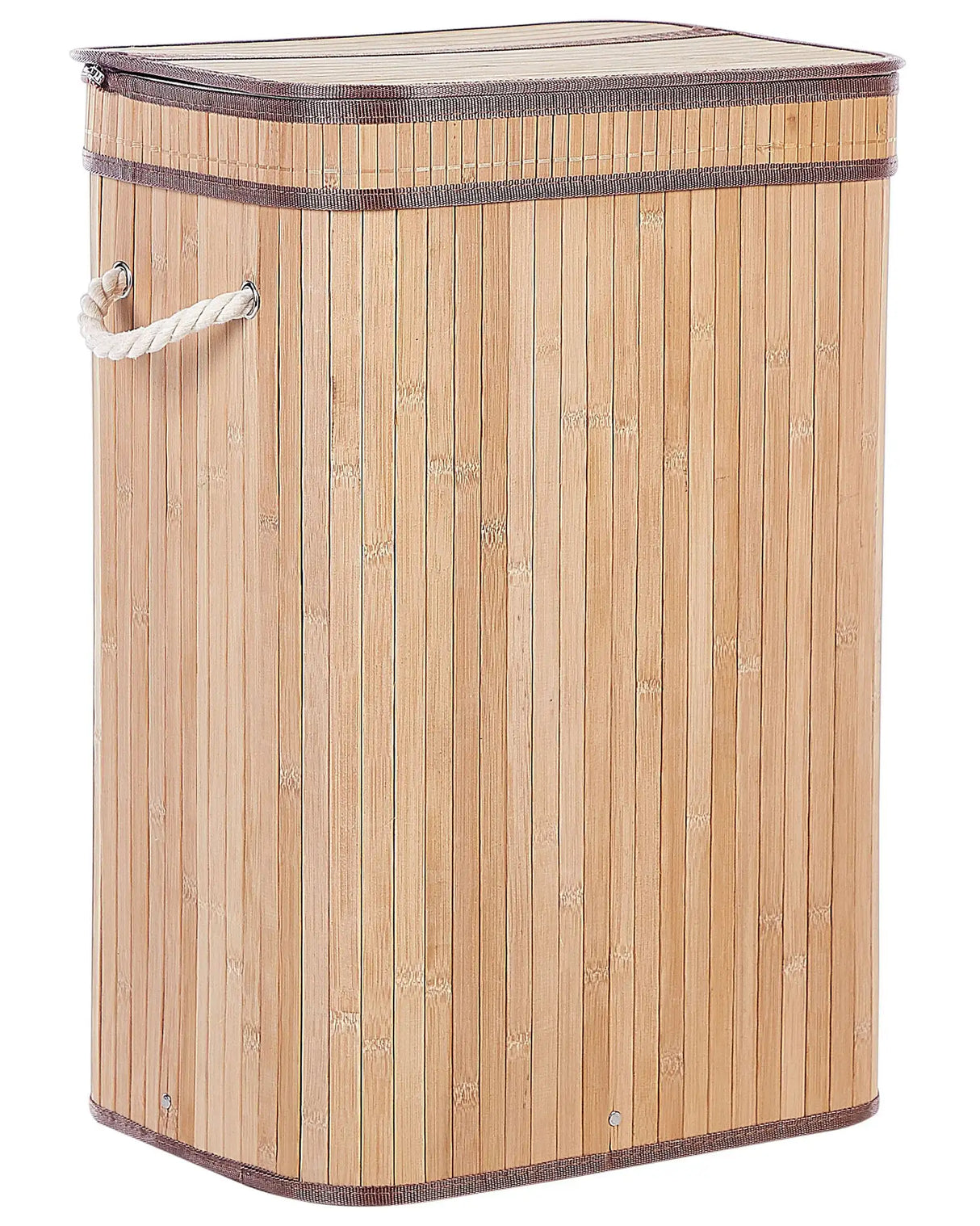 Laundry Basket Bit Light Wood Bamboo Polyester Insert with Removable Lid Handles Modern Design Multifunctional Beliani