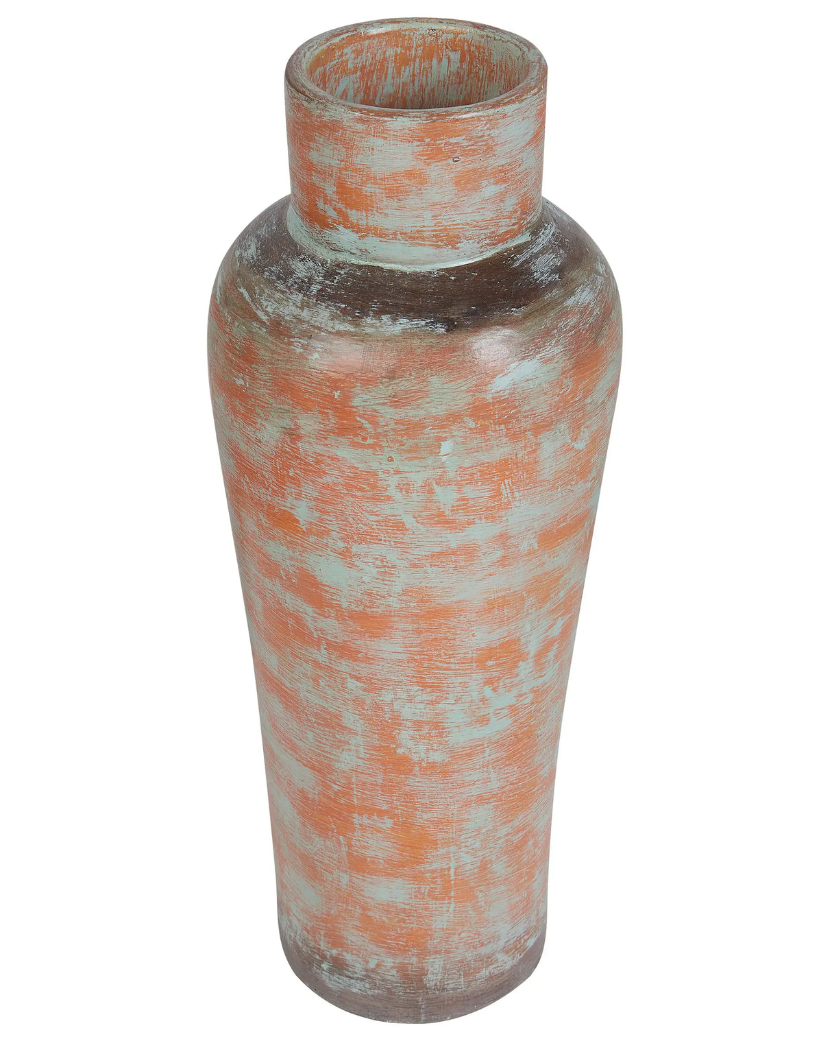 Decorative Vase Gold and GreenTerracotta Earthenware Faux Aged Distressed Finish Natural Style For Dried Flowers Beliani
