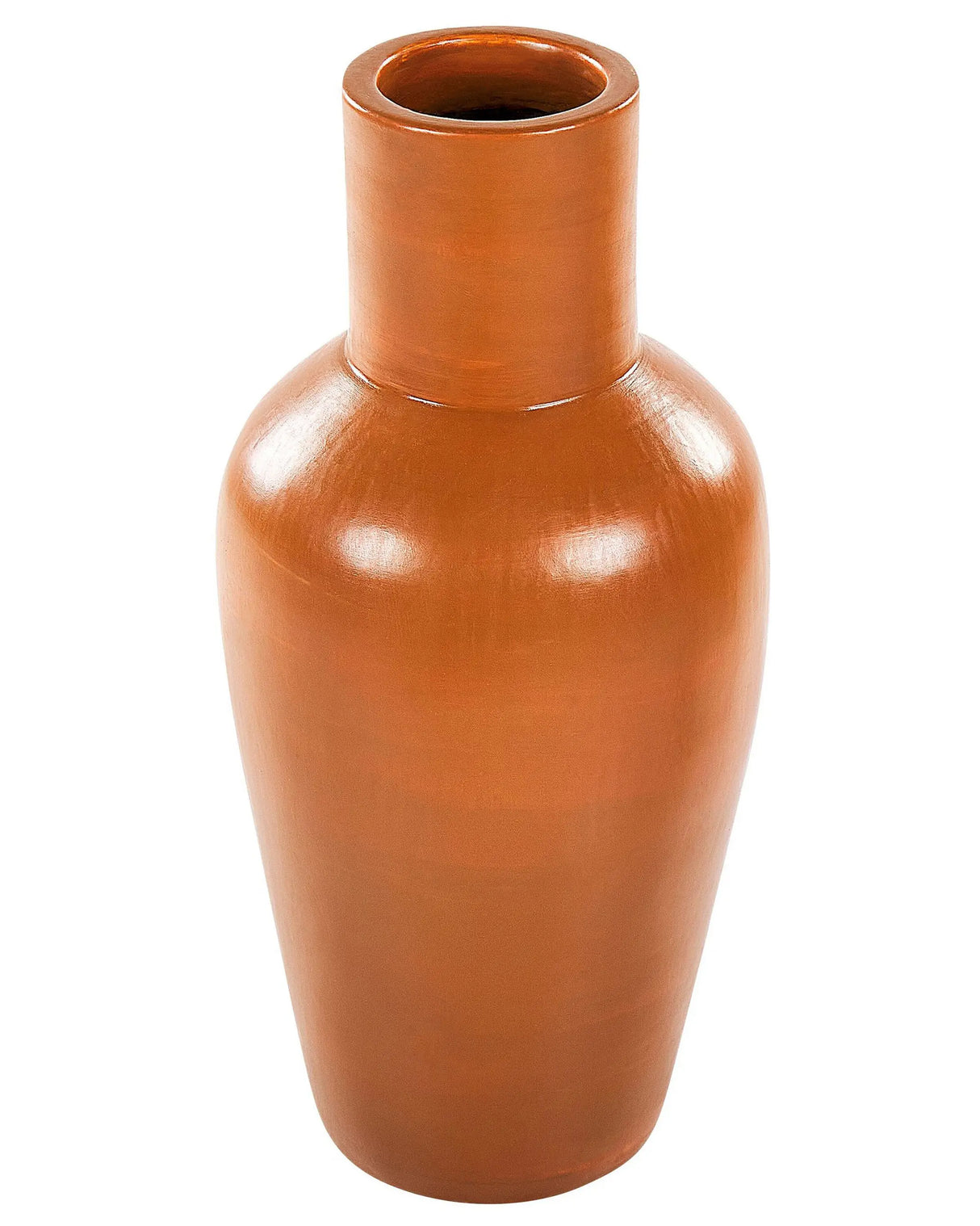Decorative Vase Orange Terracotta Earthenware Handmade Natural Style For Dried Flowers Beliani