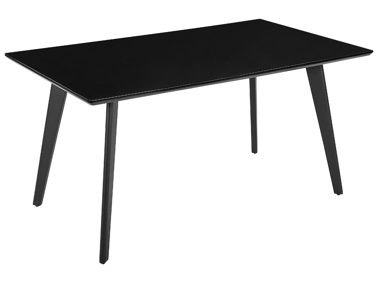 Dining Table Black Tabletop 150 x 90 cm Metal Legs Kitchen Table Traditional Beliani