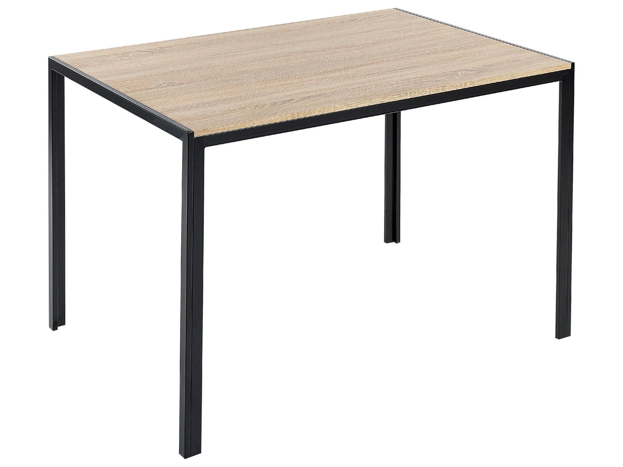Dining Table Light Wood with Black MDF Top Metal Legs 120 x 80 cm Traditional Rectangular Kitchen Table Beliani