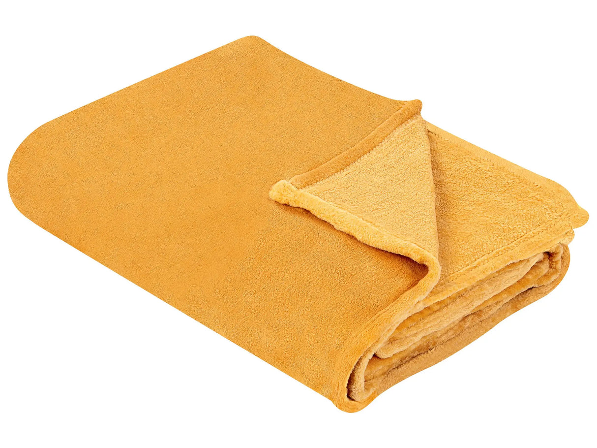 Blanket Orange Polyester 200 x 220 cm Soft Pile Bed Throw Cover Home Accessory Modern Design Beliani