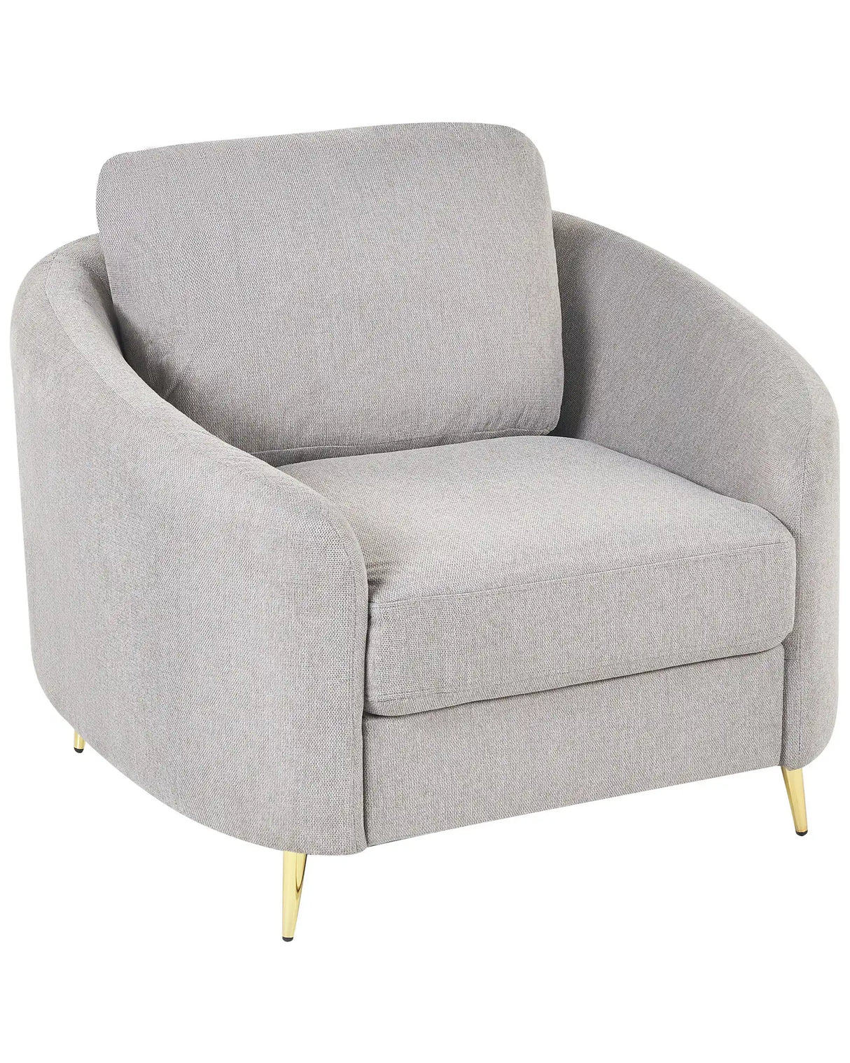 Armchair Fabric Grey Gold Metal Legs Club Chair Curvy Retro Living Room Beliani