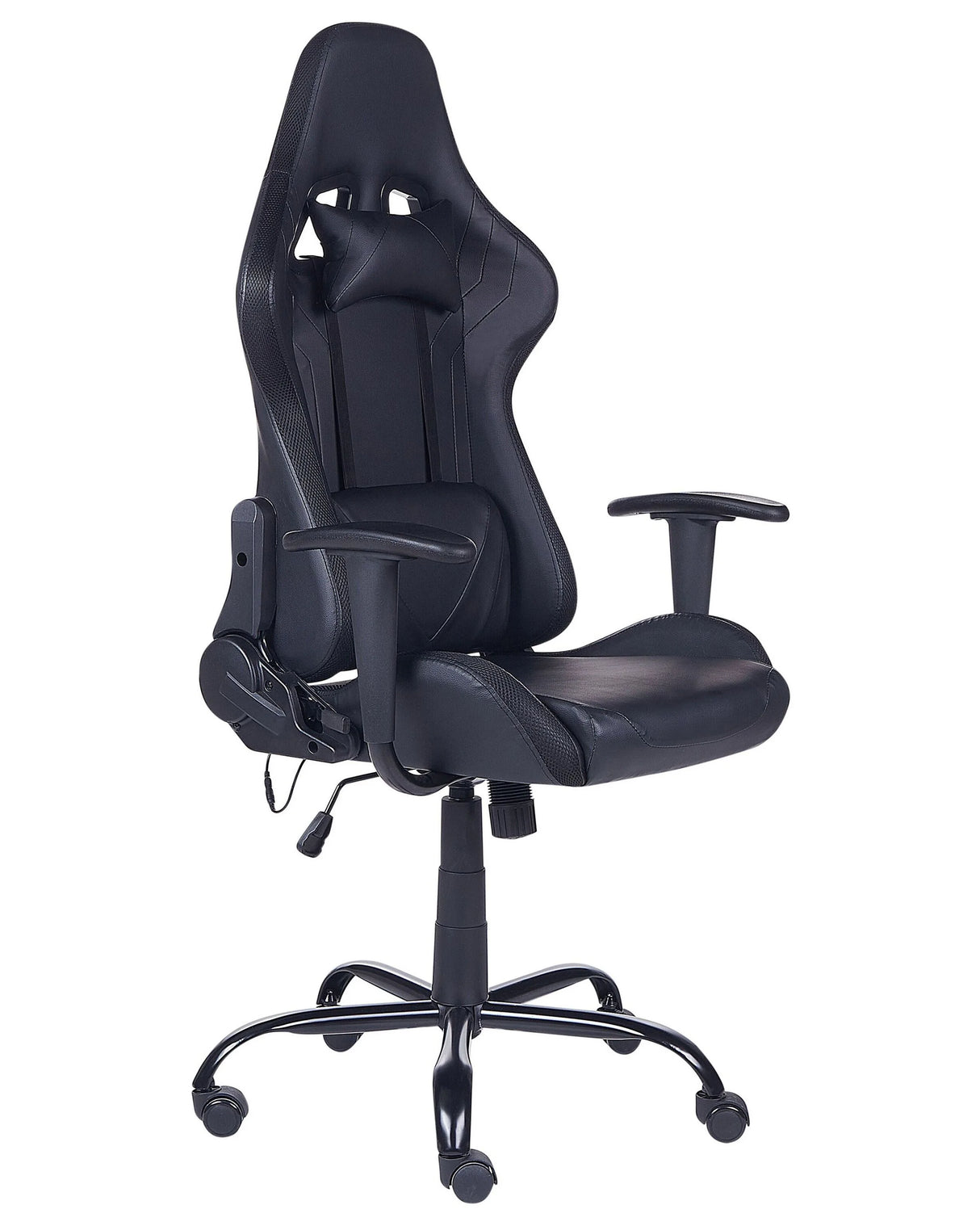 Gaming Chair Black Faux Leather Swivel Adjustable Height Gas Lift with LED Lights Modern Office Beliani