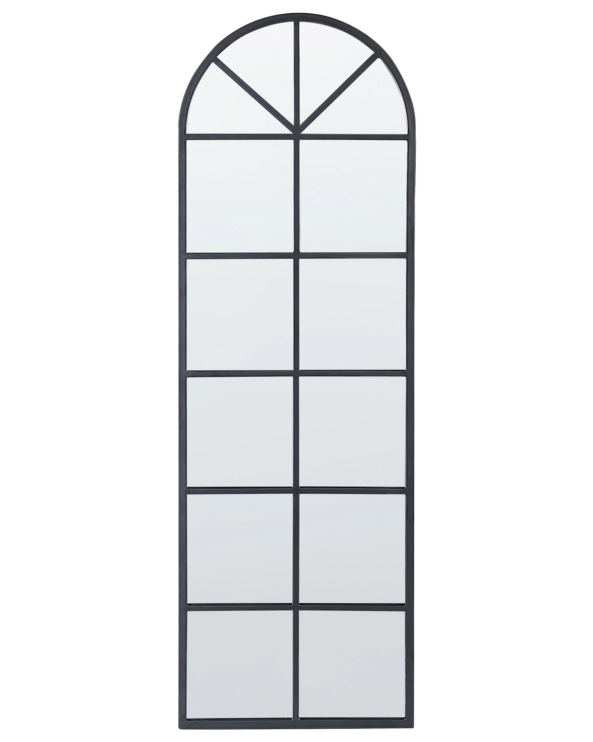 Wall Hanging Mirror Black Metal Glass 40 x 120 cm Window Shape Metal Frame Industrial Modern Beliani