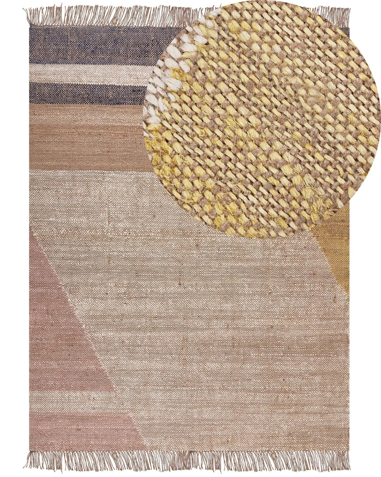 Area Rug Carpet Brown Jute Geometric Pattern 160 x 230 cm cm Rustic Boho Beliani