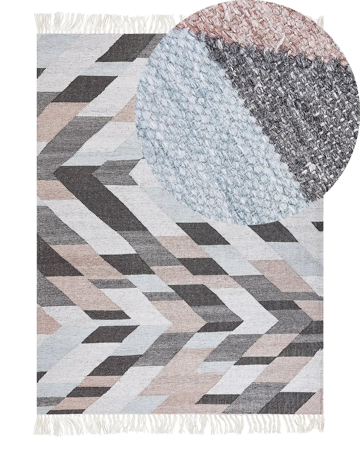 Area Rug Multicolour Jute 140 x 200 cm Rectangle with Tassels Handwoven Boho Style Living Room Bedroom Beliani