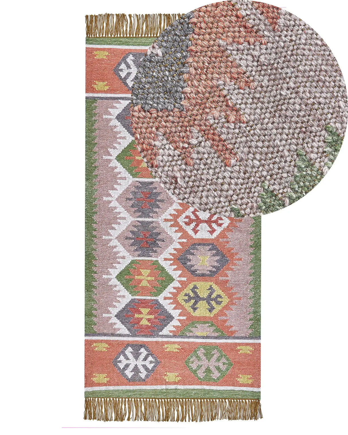 Area Rug Multicolour 80 x 150 cm Synthetic Material Decorative Tassels Indian Style Indoor Outdoor Beliani