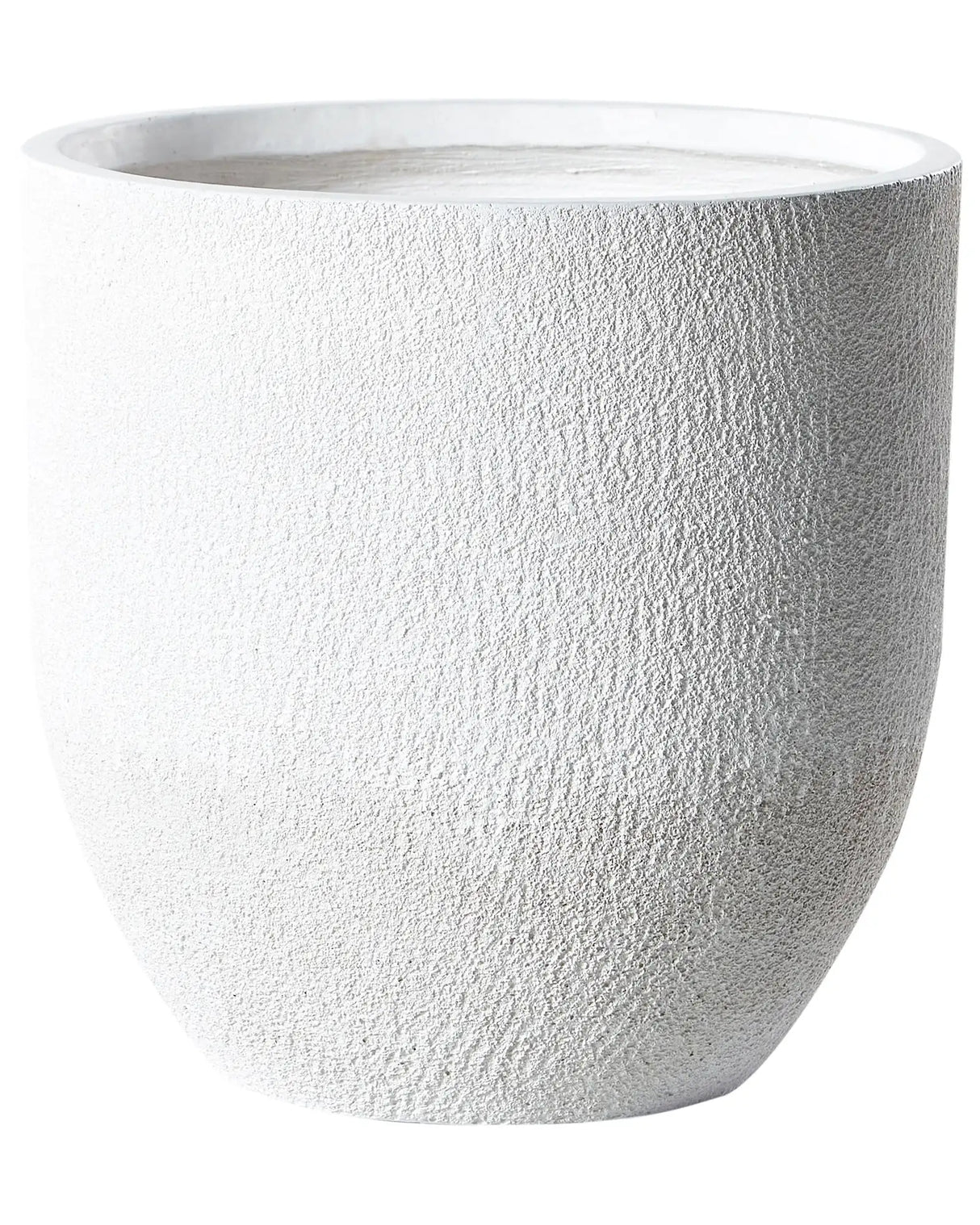Plant Pot White Fibre Clay Round 46x46x46 cm Weather Resistant Beliani