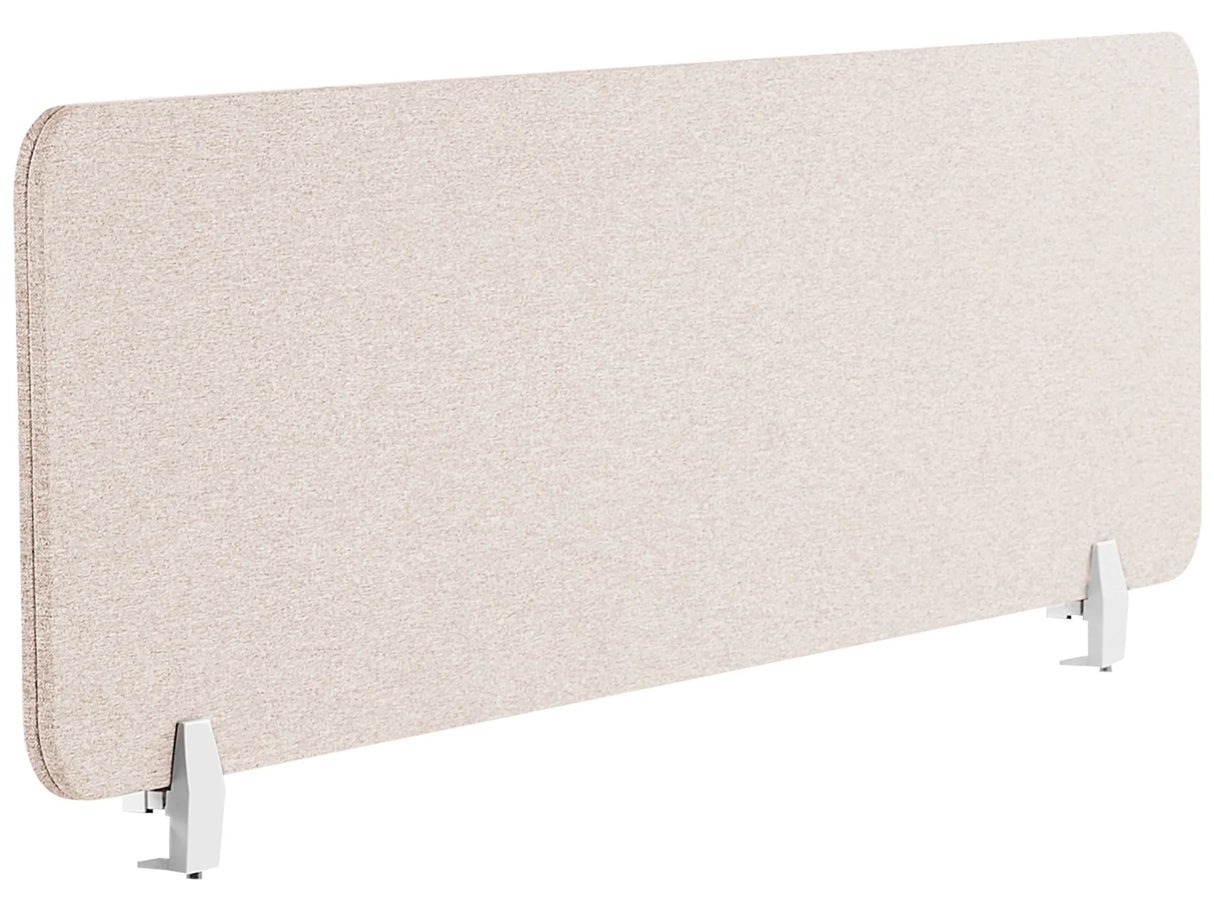 Desk Screen Beige PET Board Fabric Cover 160 x 40 cm Acoustic Screen Modular Mounting Clamps Home Office Beliani