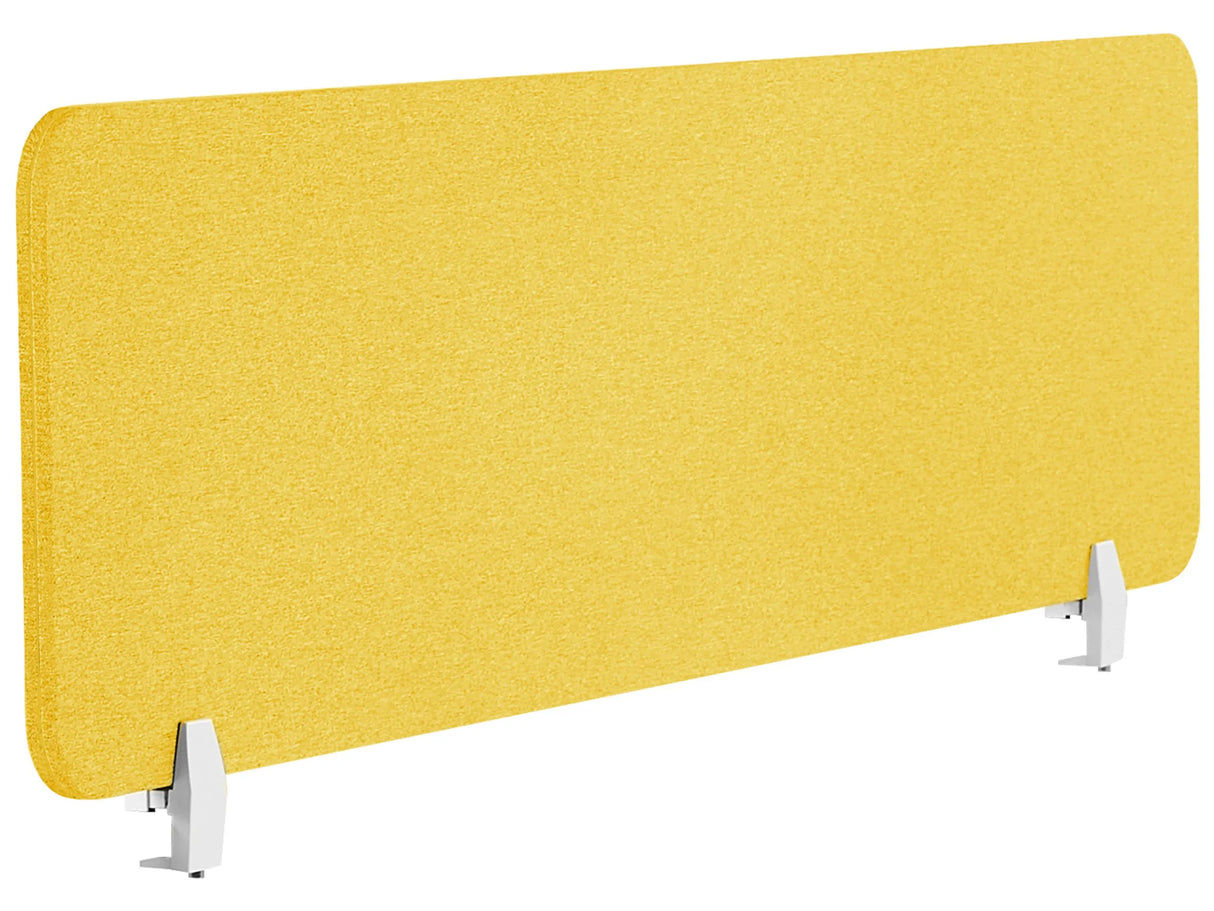 Desk Screen Yellow PET Board Fabric Cover 160 x 40 cm Acoustic Screen Modular Mounting Clamps Home Office Beliani