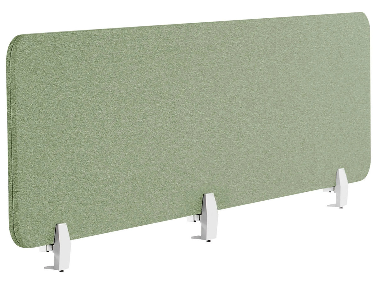 Desk Screen Green PET Board Fabric Cover 180 x 40 cm Acoustic Screen Modular Mounting Clamps Home Office Beliani