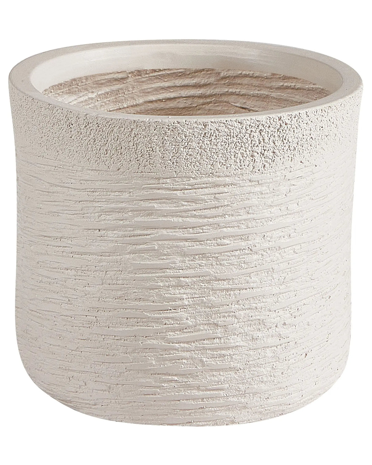 Plant Pot Beige Fibre Clay Round Weather Resistant Beliani