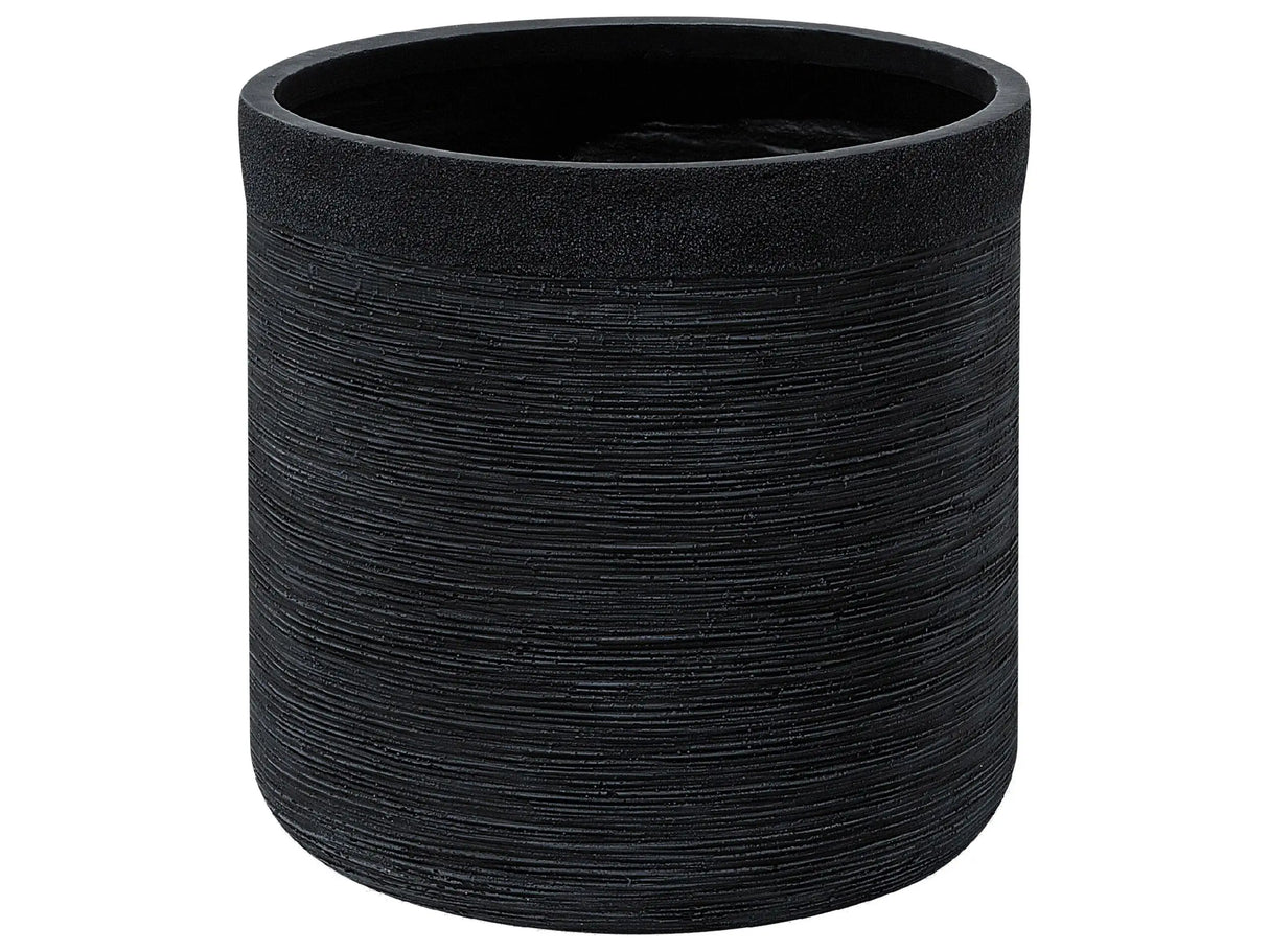 Plant Pot Black Fibre Clay Round 42x42x41 cm Weather Resistant Beliani