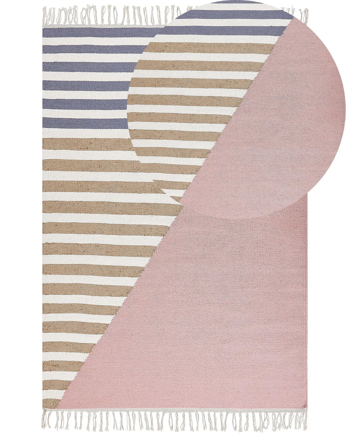 Area Rug Multicolour Wool Jute 140 x 200 cm Rectangular Hand Woven with Tassels Modern Design Beliani