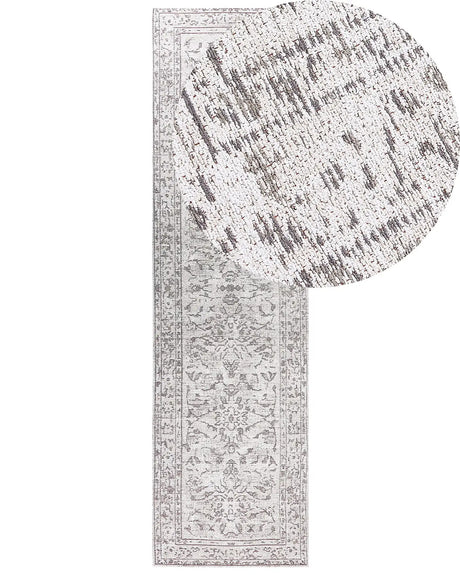 Runner Rug Beige Cotton 80 x 300 cm Hallway Kitchen Runner Long Carpet  Beliani
