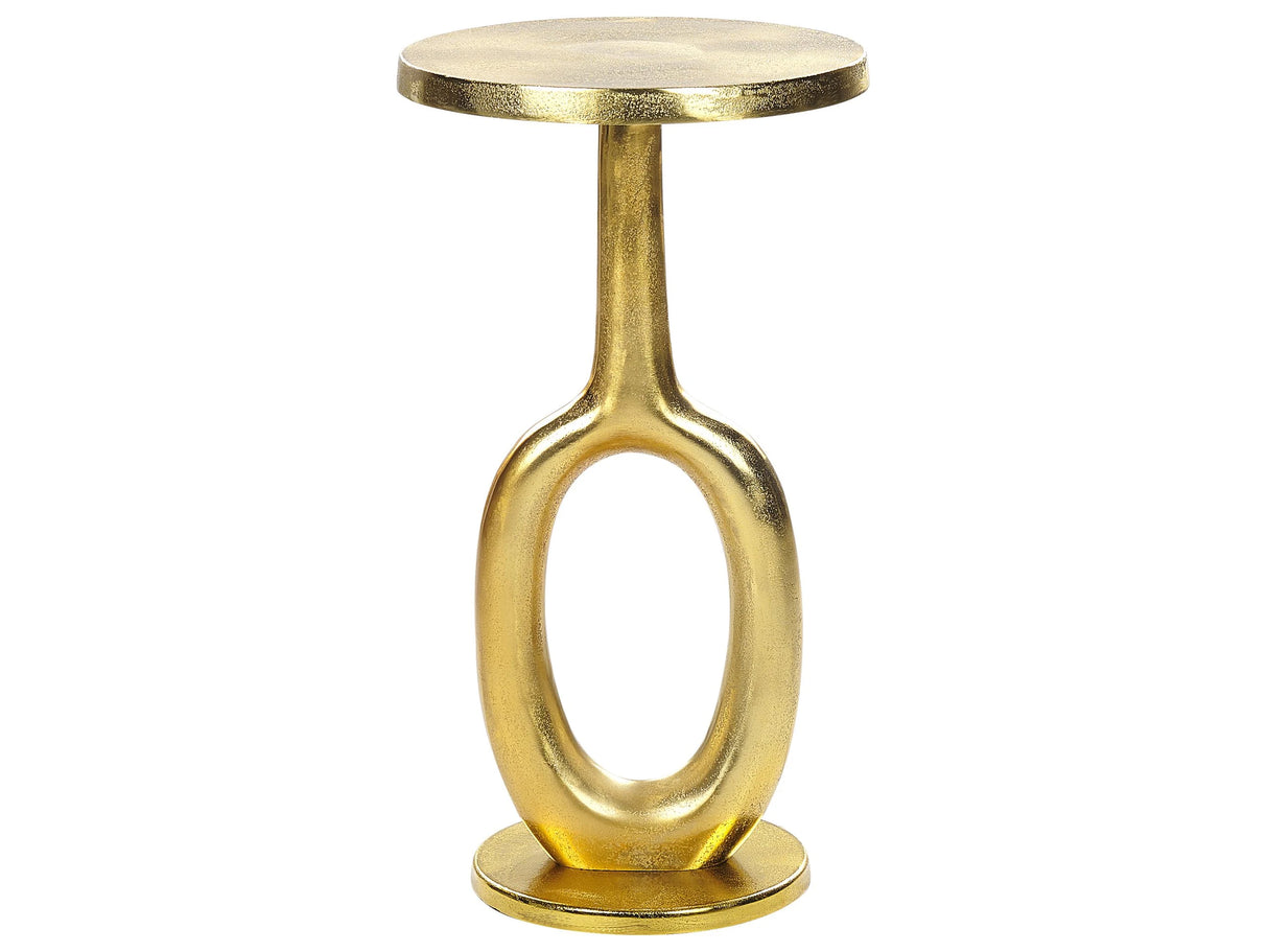 Side Table Gold Metal Aluminium Top Distressed 29 x 29 cm Design Retro Home Decor Beliani