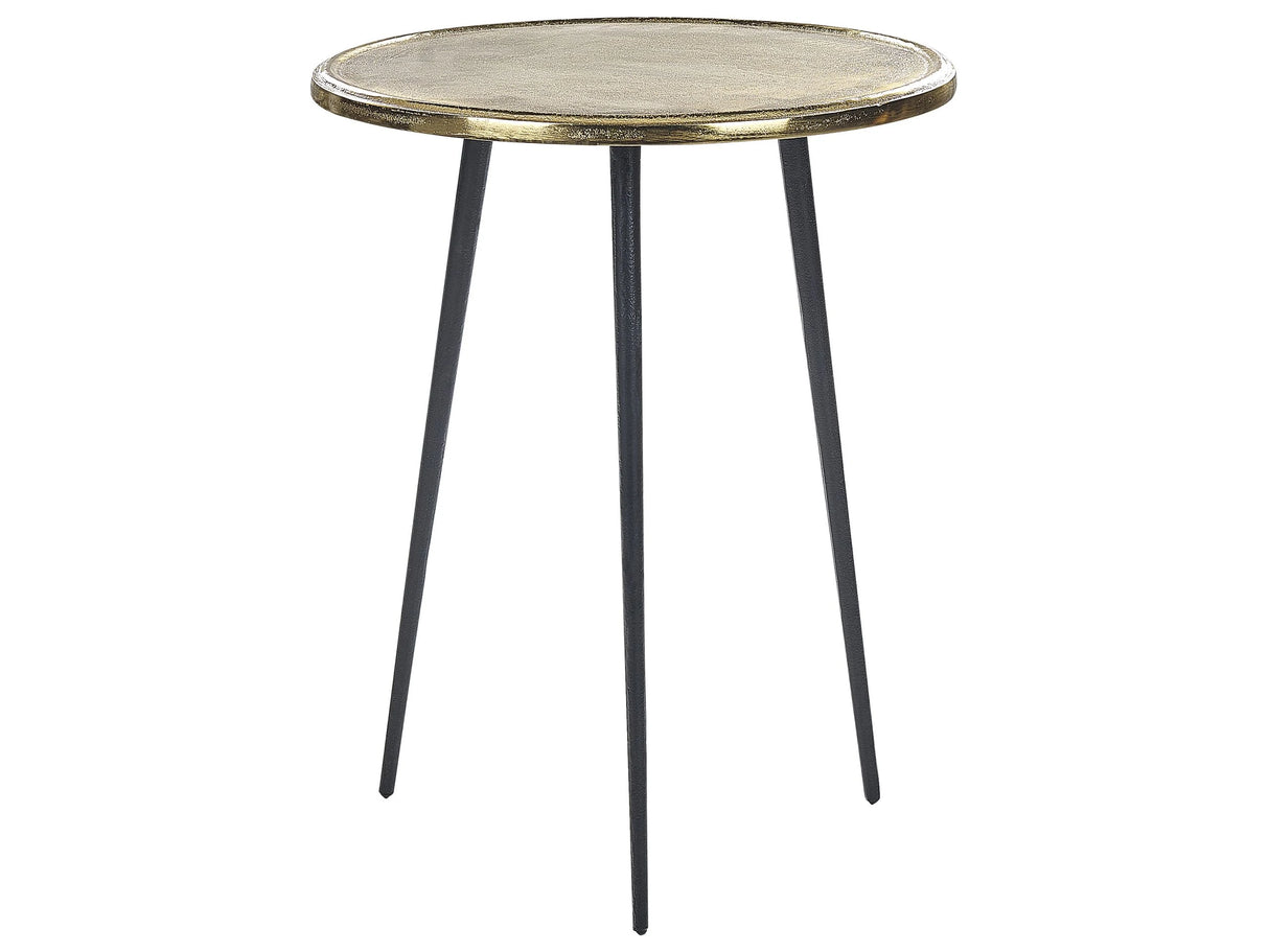 Side Table Gold and Black Aluminium and Iron 43 cm Top Round Distressed Retro Home Decor Beliani