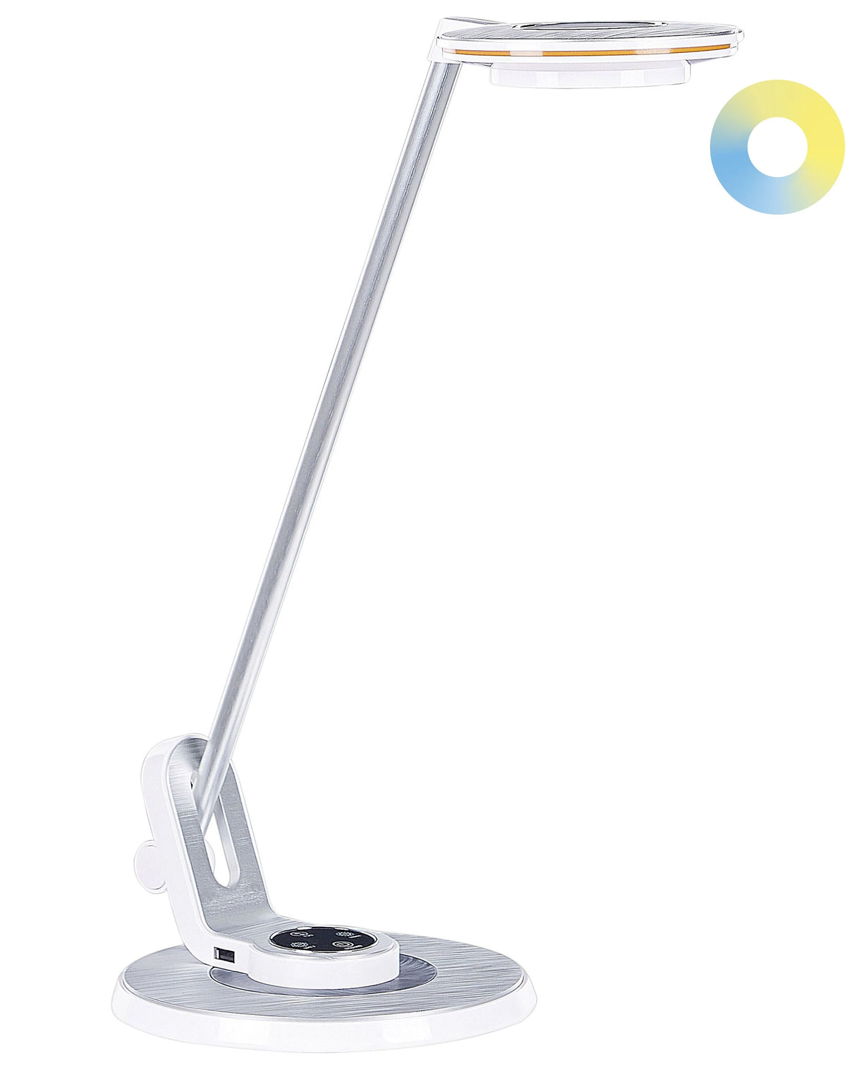 LED Desk Lamp Silver Metal Table Lighting Reading Computer Lamp Adjustable Arm Dimmer Colour Temperature USB Port Beliani