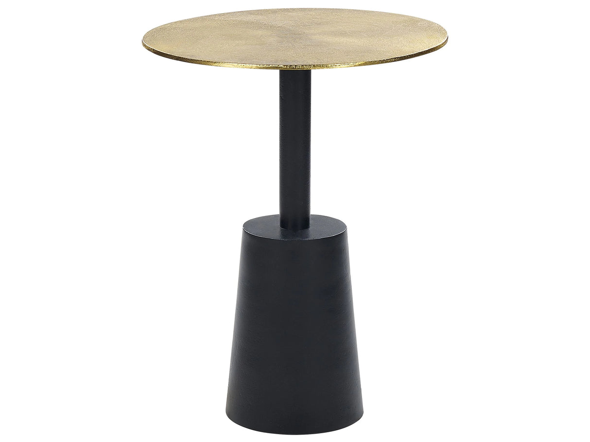 Side Table Black and Gold Metal 36 cm Round Geometric Shape Modern End Table Beliani