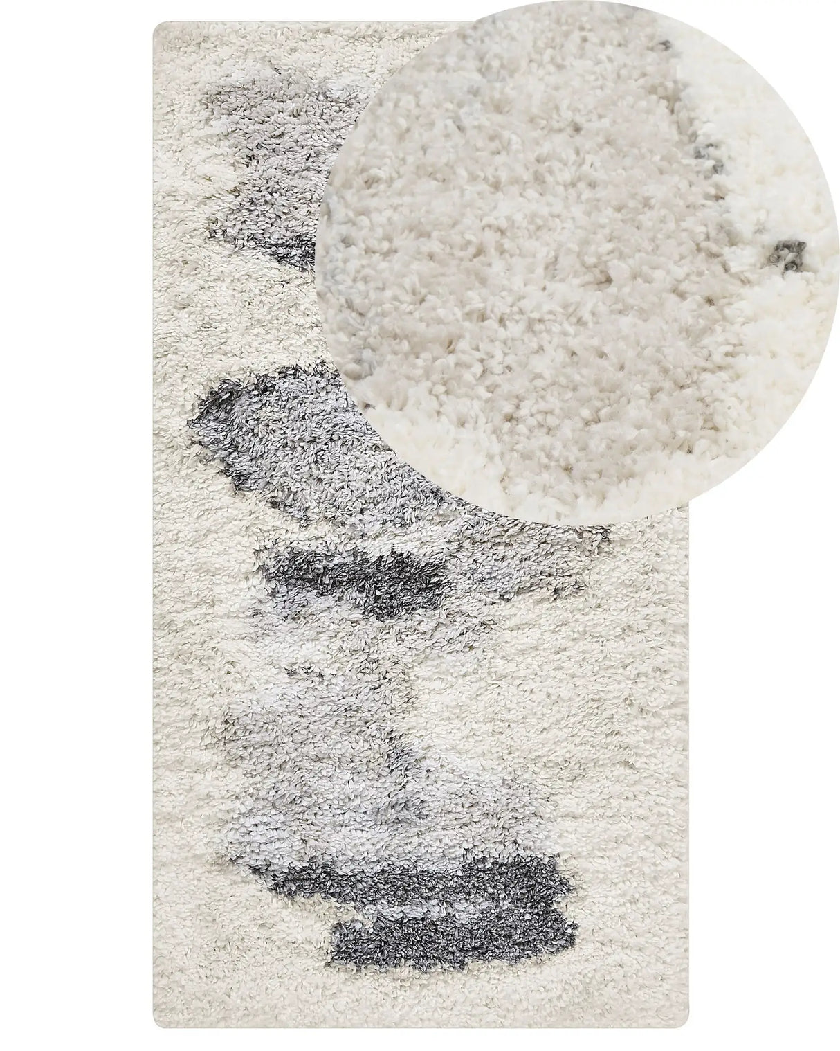Shaggy Area Rug White and Grey 80 x 150 cm Abstract High-Pile Machine-Tufted Rectangular Carpet Beliani
